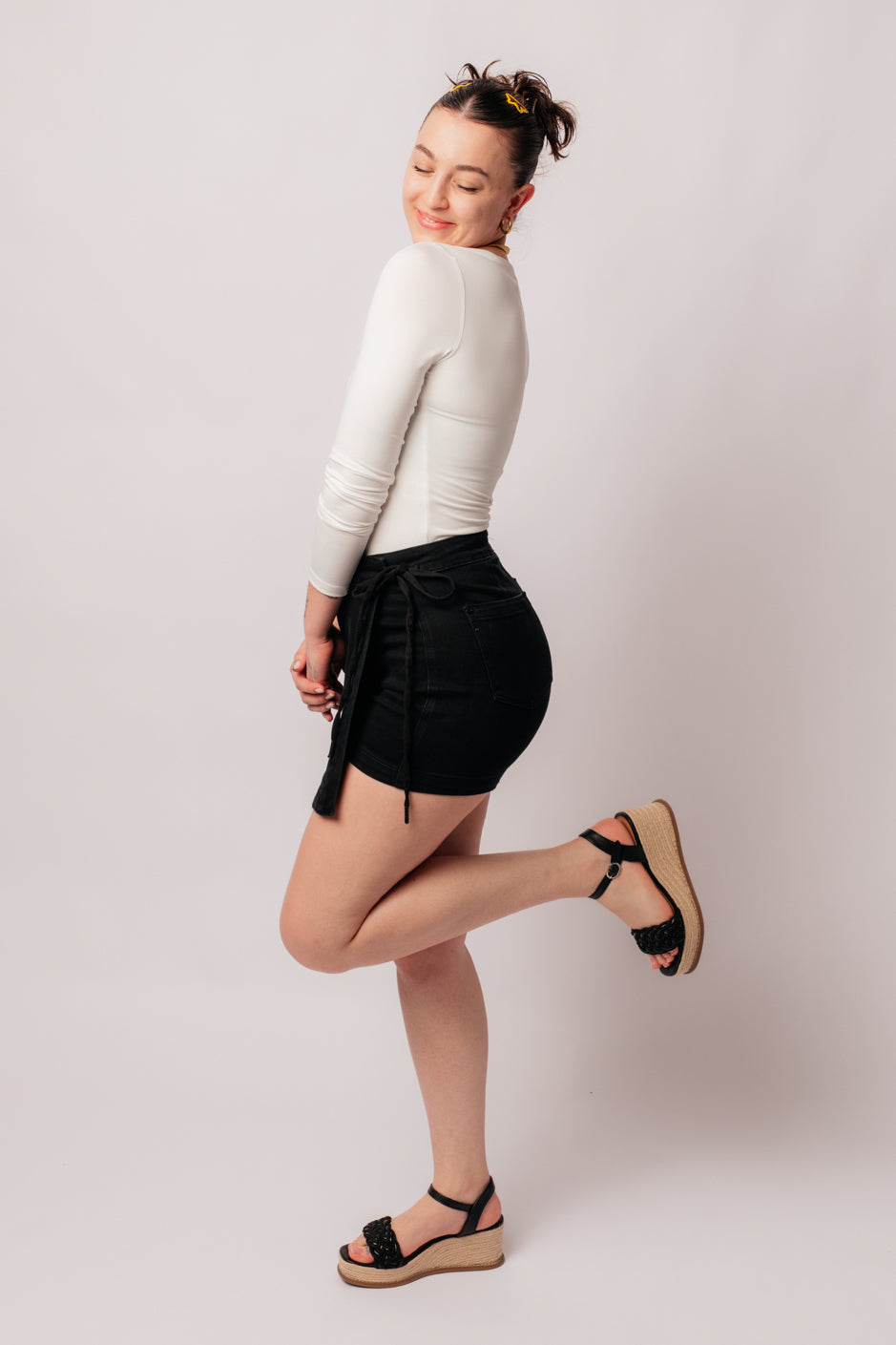 JUDY BLUE Bentli High Rise Side Tie Denim Skort