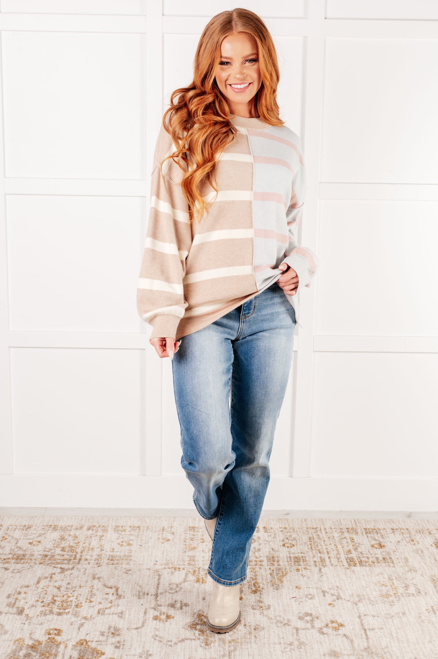 Exceptional Thought Striped Color Block Sweater