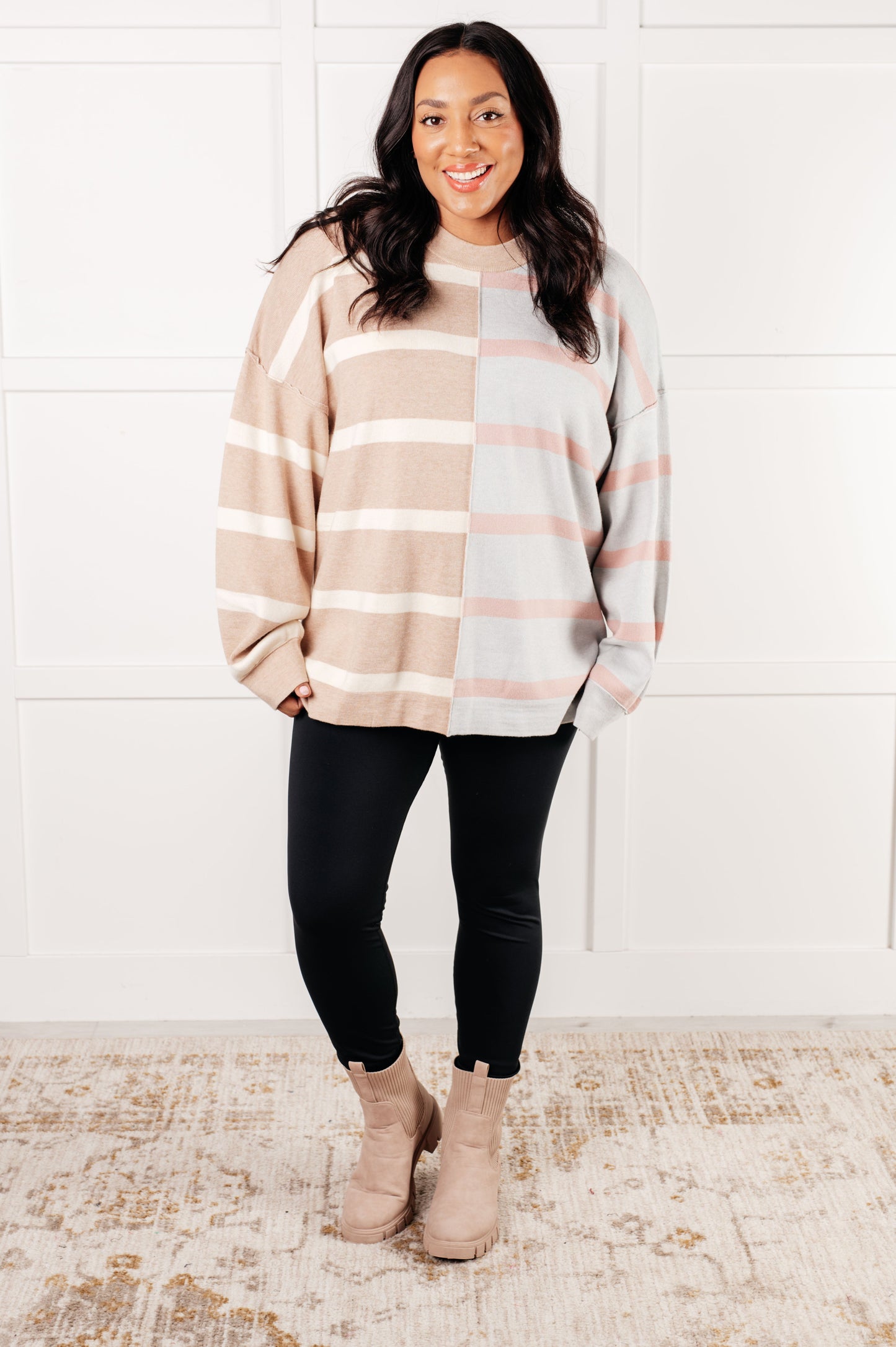 Exceptional Thought Striped Color Block Sweater