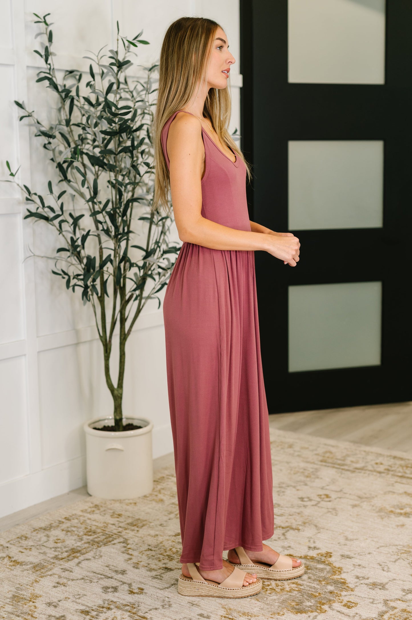 Marsala Basque Waist Wide Leg Jumpsuit
