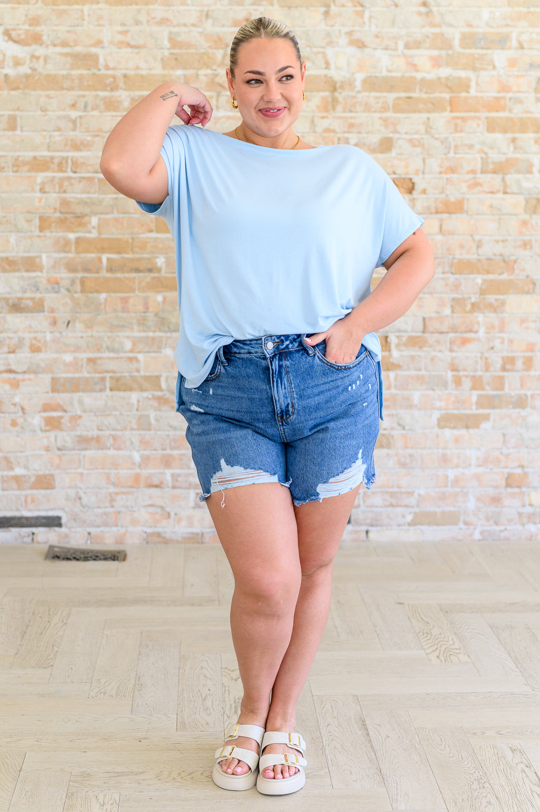 Sky Soft Jersey Side Slit Top