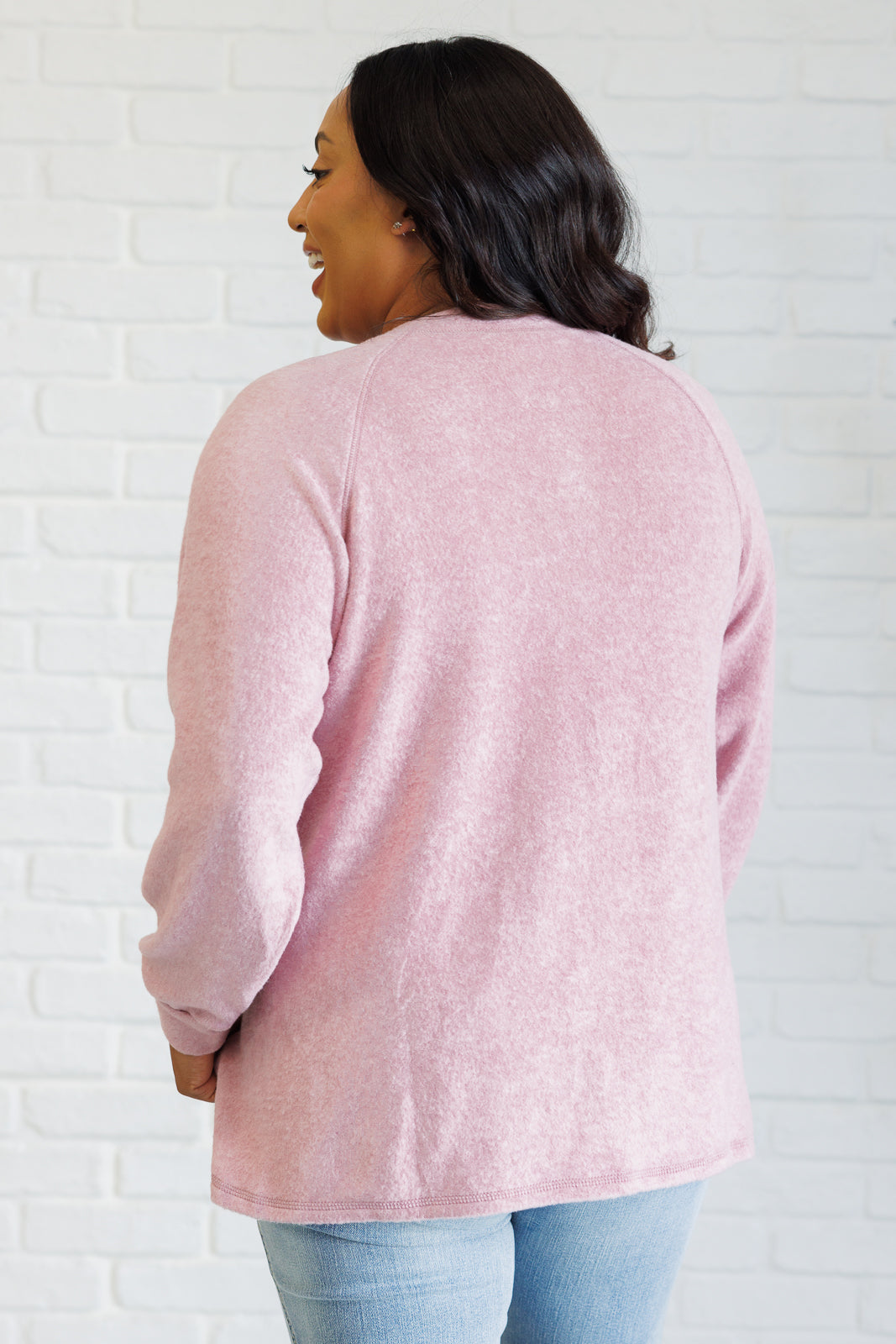 Keeping It Real Brushed Hacci Long Sleeve Top, Rose