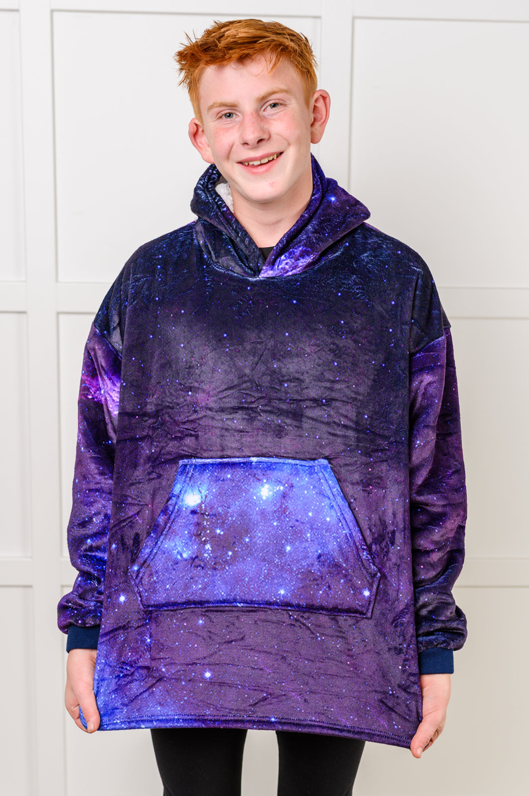 KIDS Oversized Velour Blanket Hoodie, Starry Sky