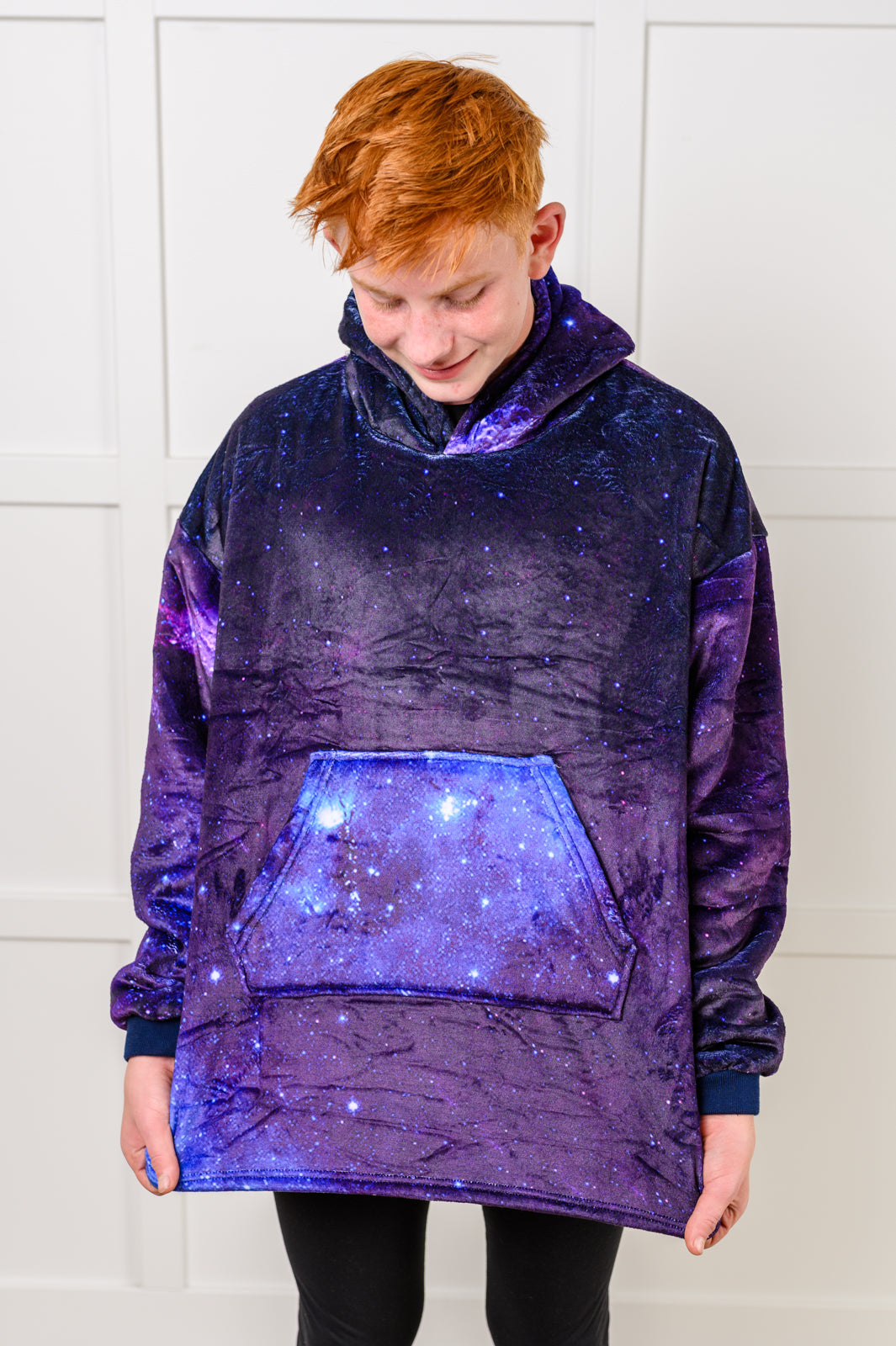 KIDS Oversized Velour Blanket Hoodie, Starry Sky