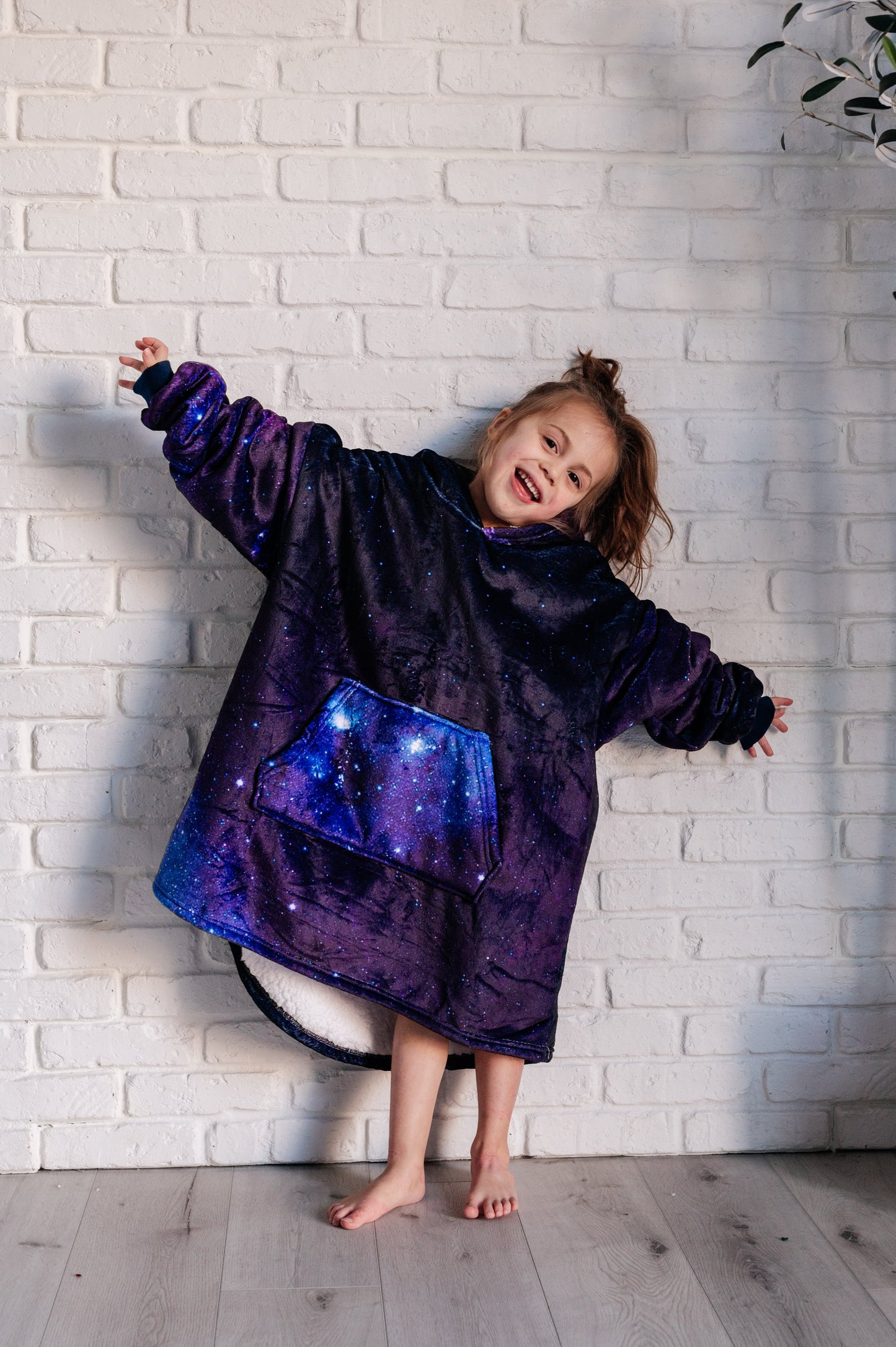 KIDS Oversized Velour Blanket Hoodie, Starry Sky