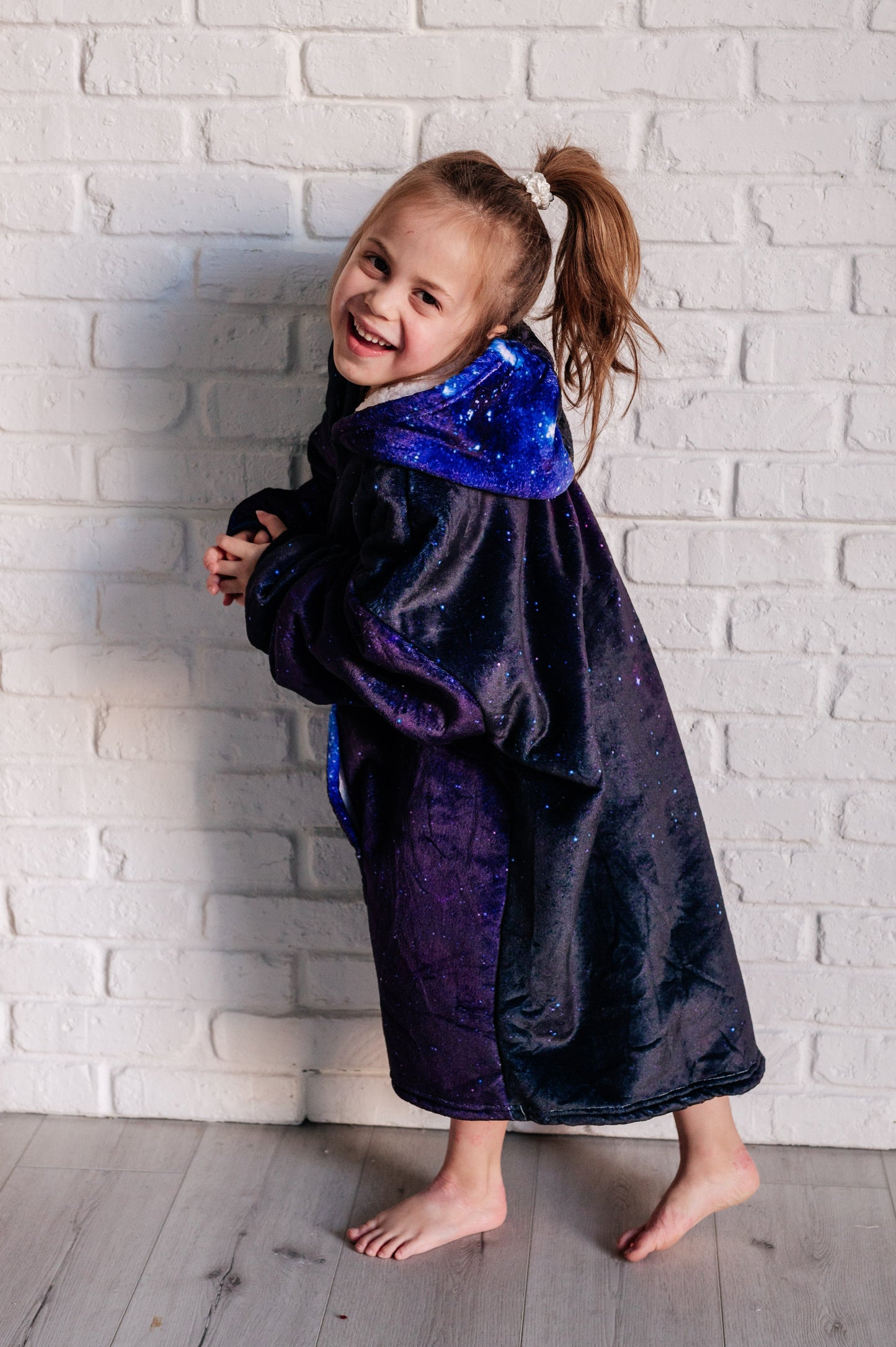 KIDS Oversized Velour Blanket Hoodie, Starry Sky