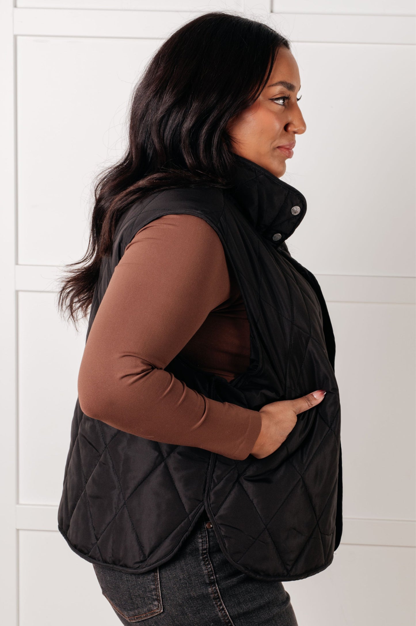 Layering Queen Quilted Puffer Vest, Black
