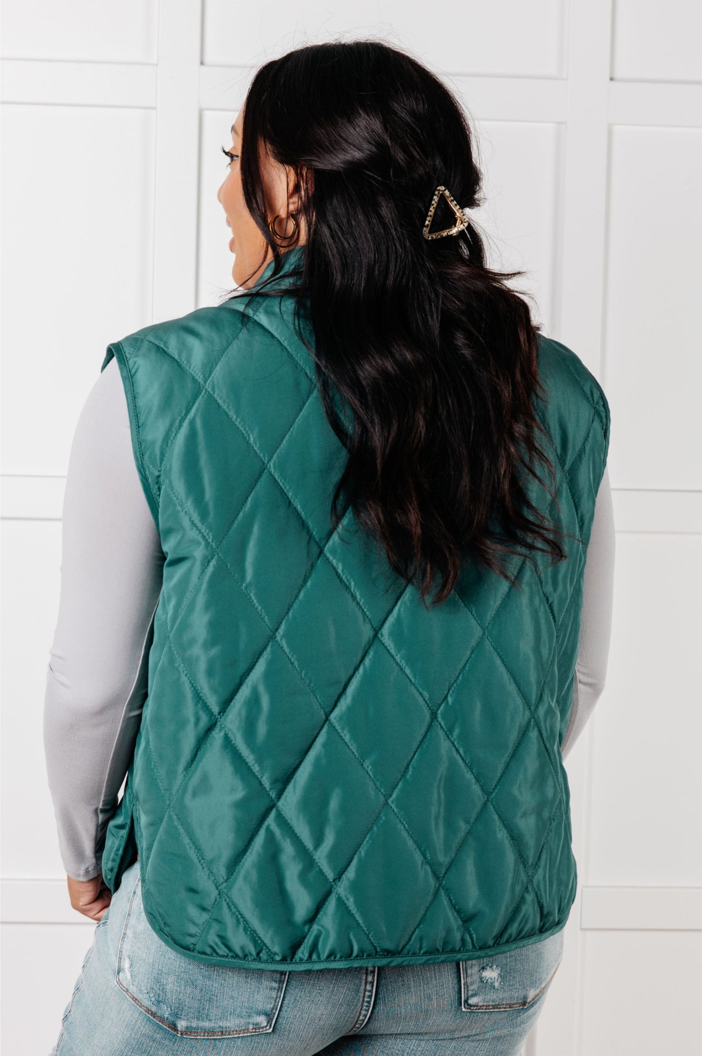 Layering Queen Quilted Puffer Vest, Hunter Green