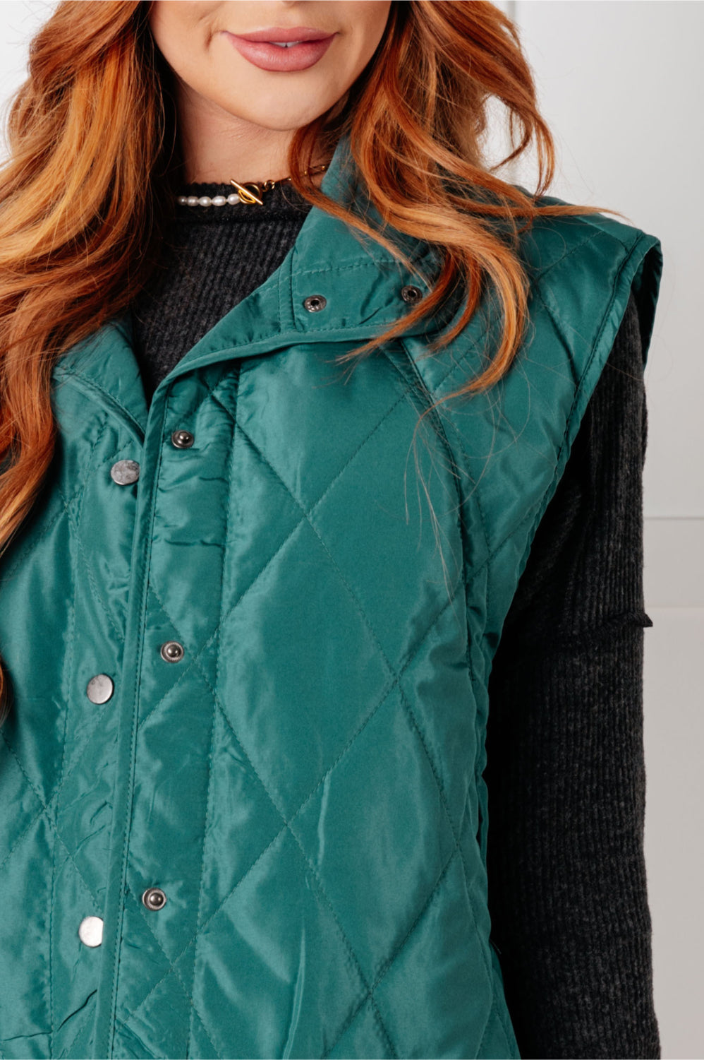 Layering Queen Quilted Puffer Vest, Hunter Green