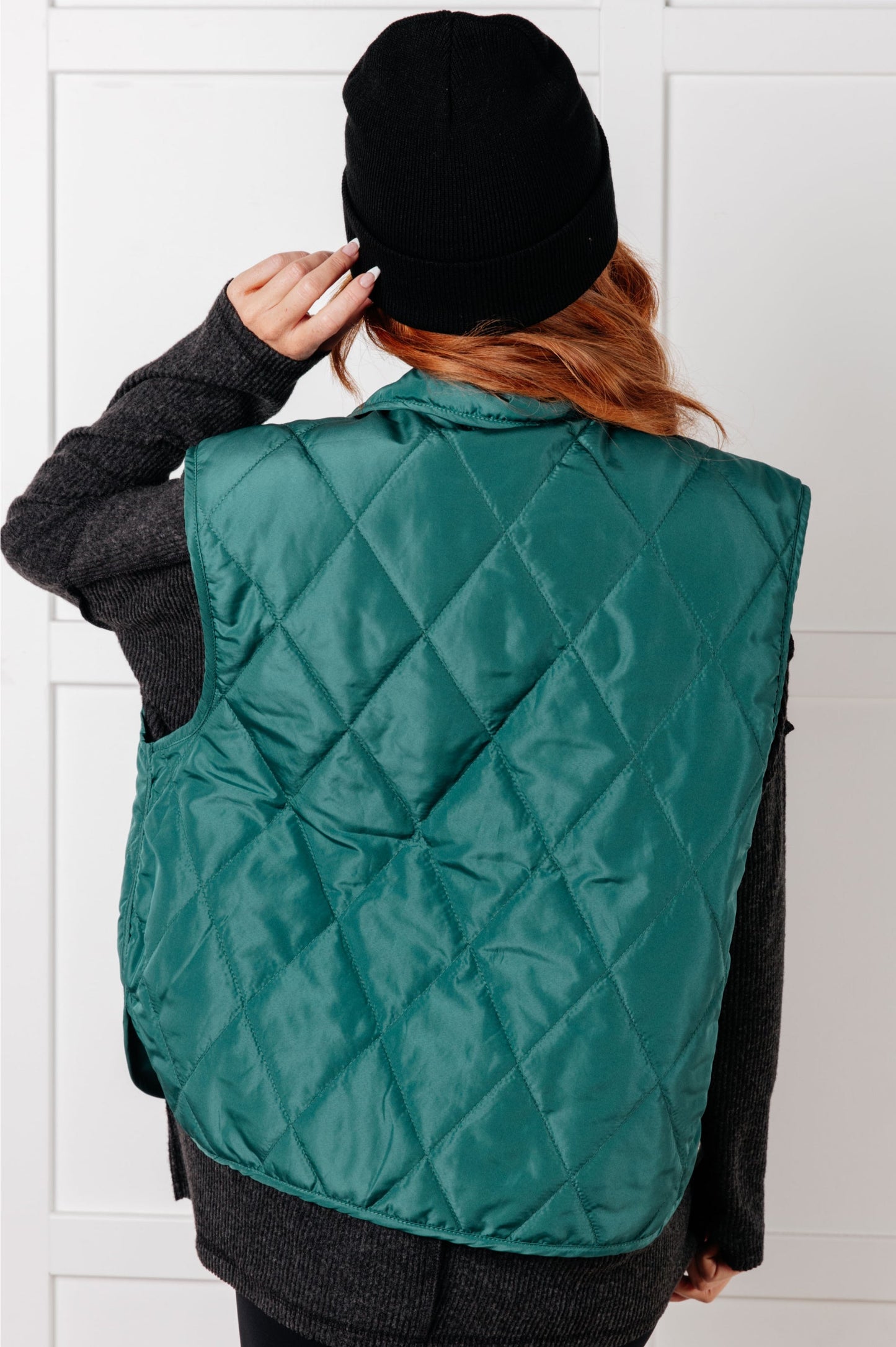 Layering Queen Quilted Puffer Vest, Hunter Green