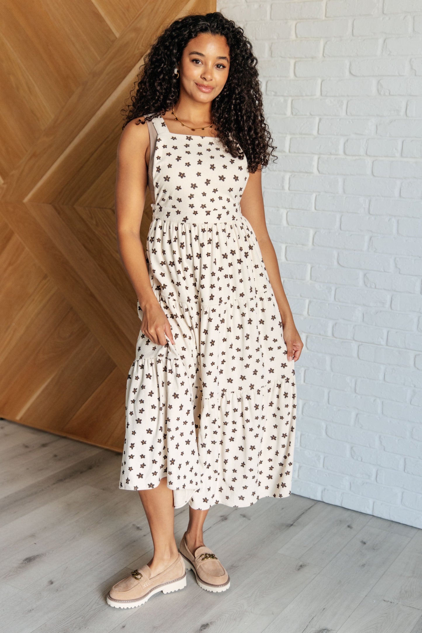Meadow Corduroy Floral Midi Dress