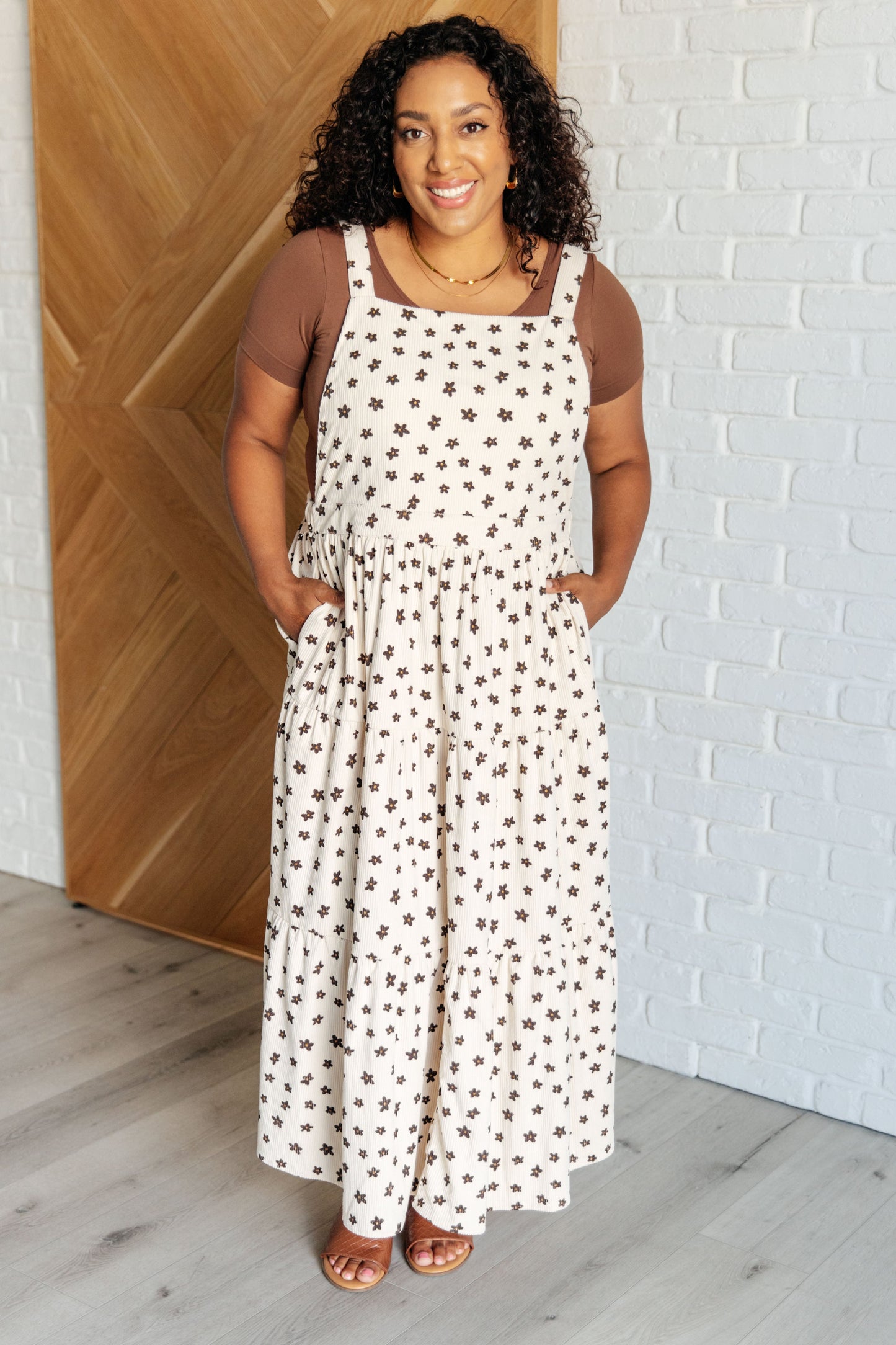 Meadow Corduroy Floral Midi Dress