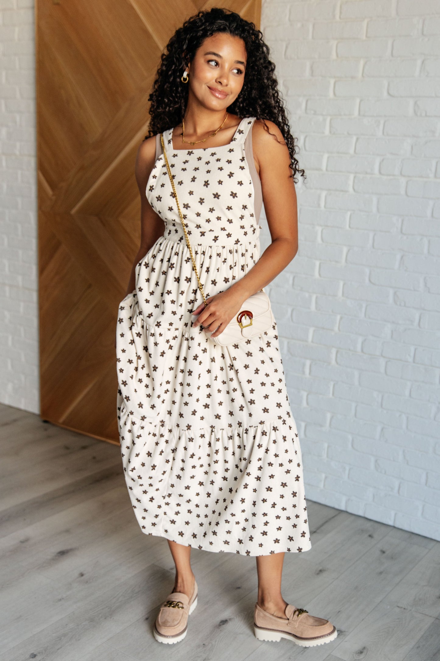 Meadow Corduroy Floral Midi Dress