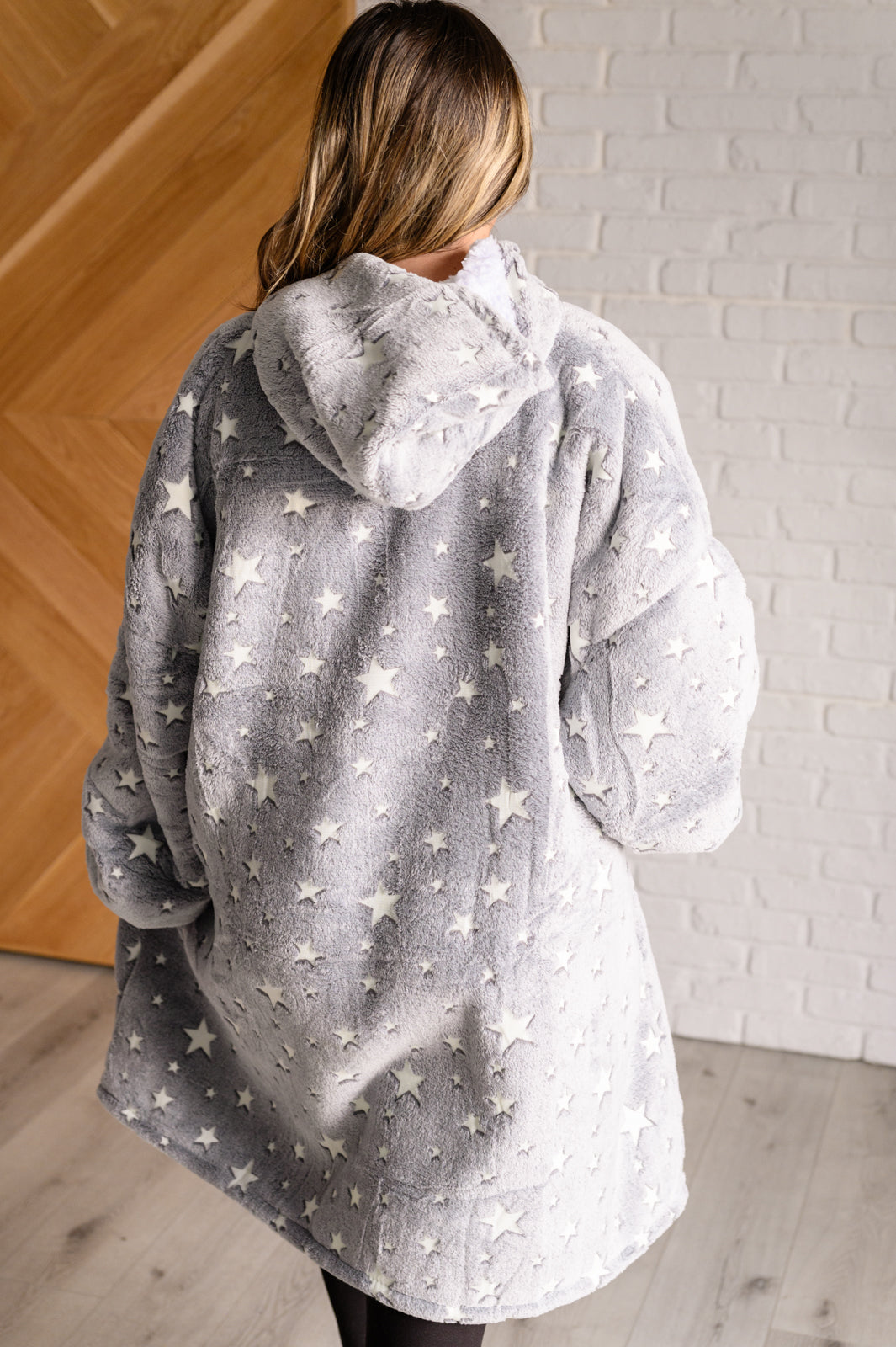 Oversized Velour Blanket Hoodie, Glow-In-The-Dark Stars
