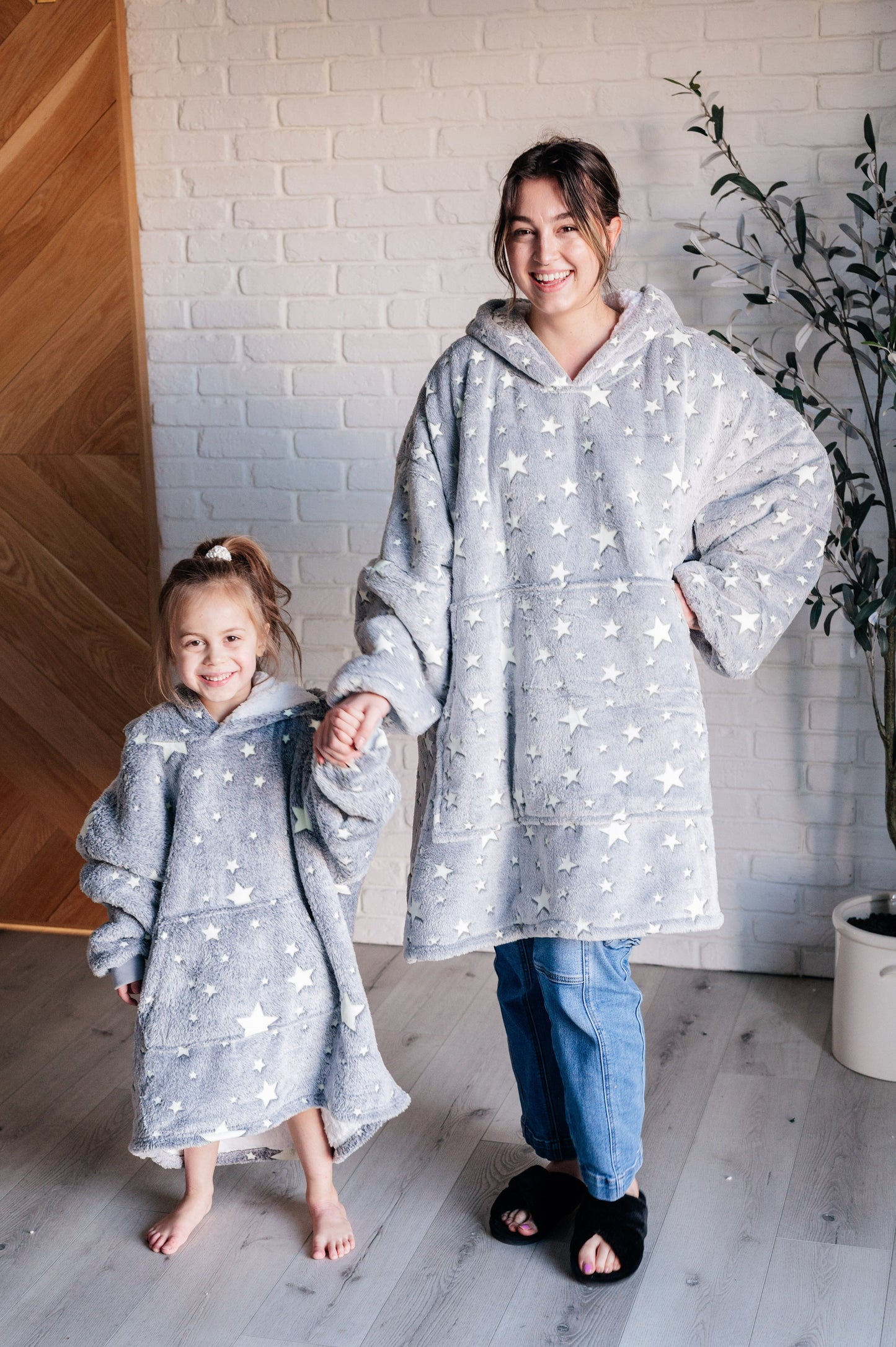 Oversized Velour Blanket Hoodie, Glow-In-The-Dark Stars