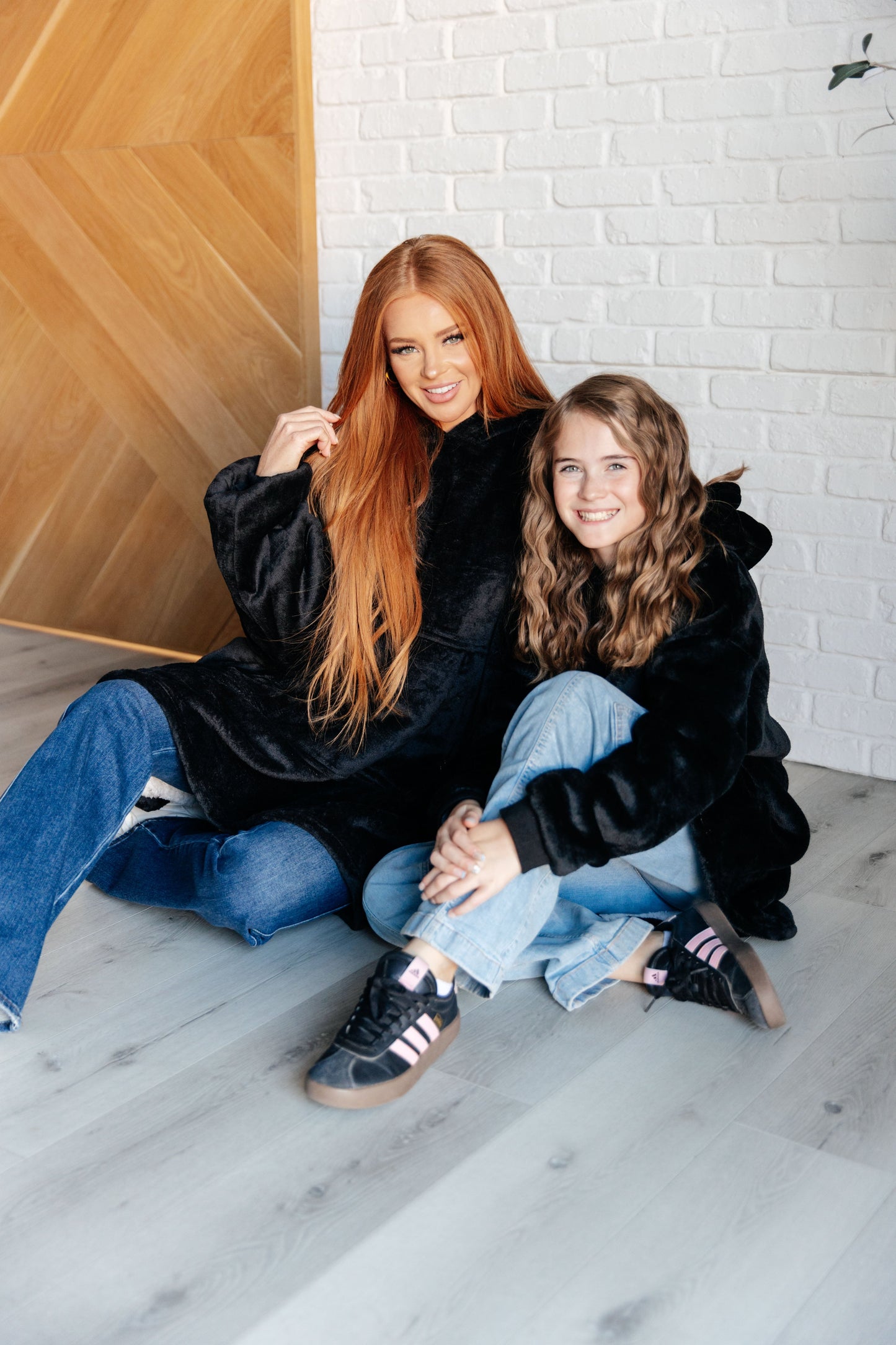 Oversized Velour Blanket Hoodie, Black