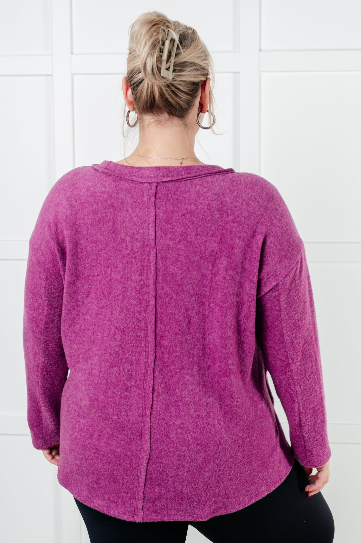 Simple Silhouette Brushed Hacci Sweater, Light Plum