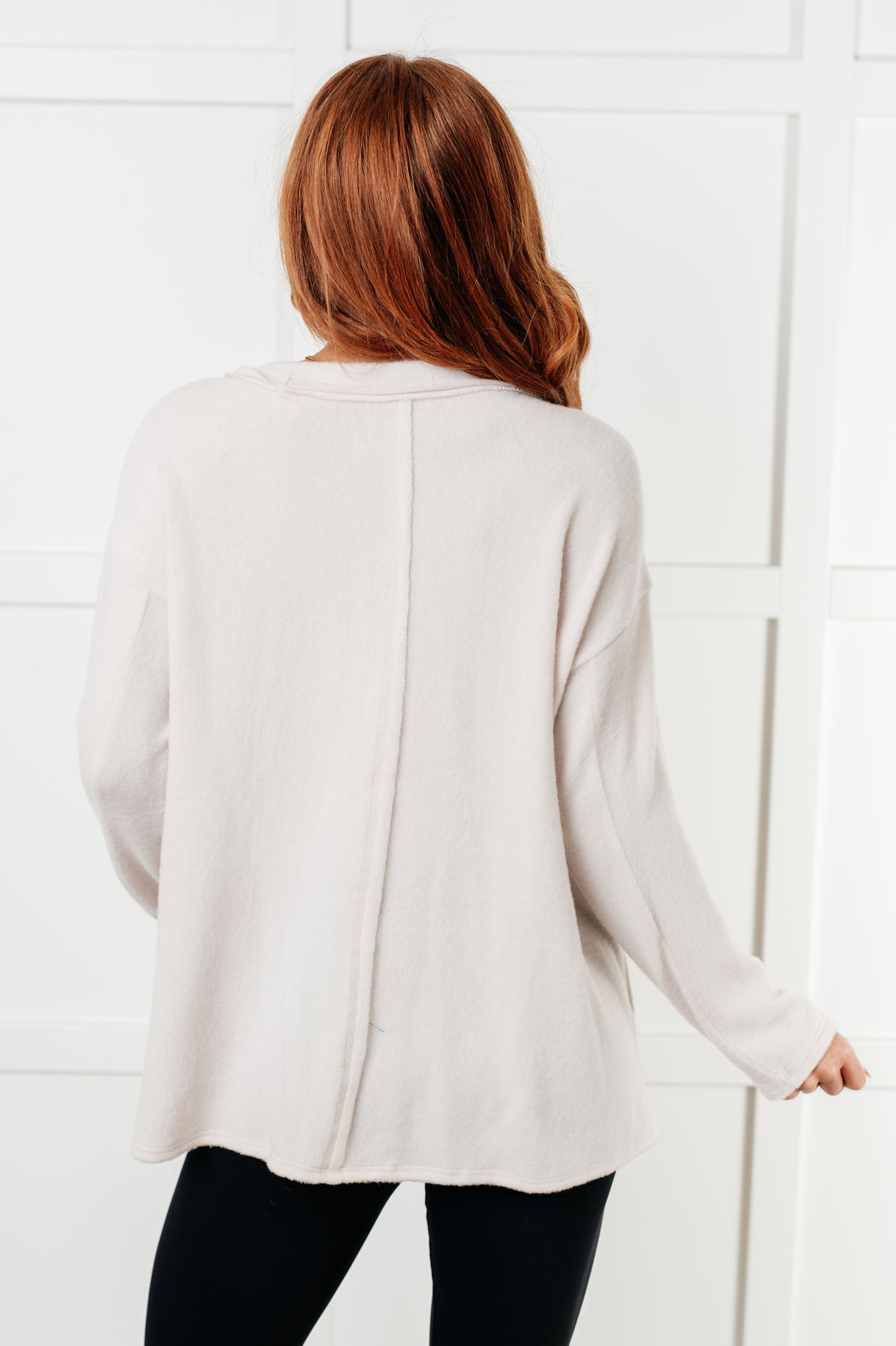 Simple Silhouette Brushed Hacci Sweater, Sand Beige