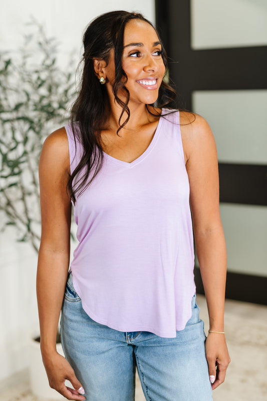 Lavender Basic V-Neck Tank Top