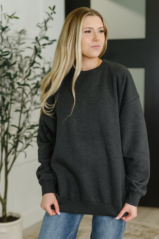 Sunday Snug Relaxed Pullover Top, Charcoal