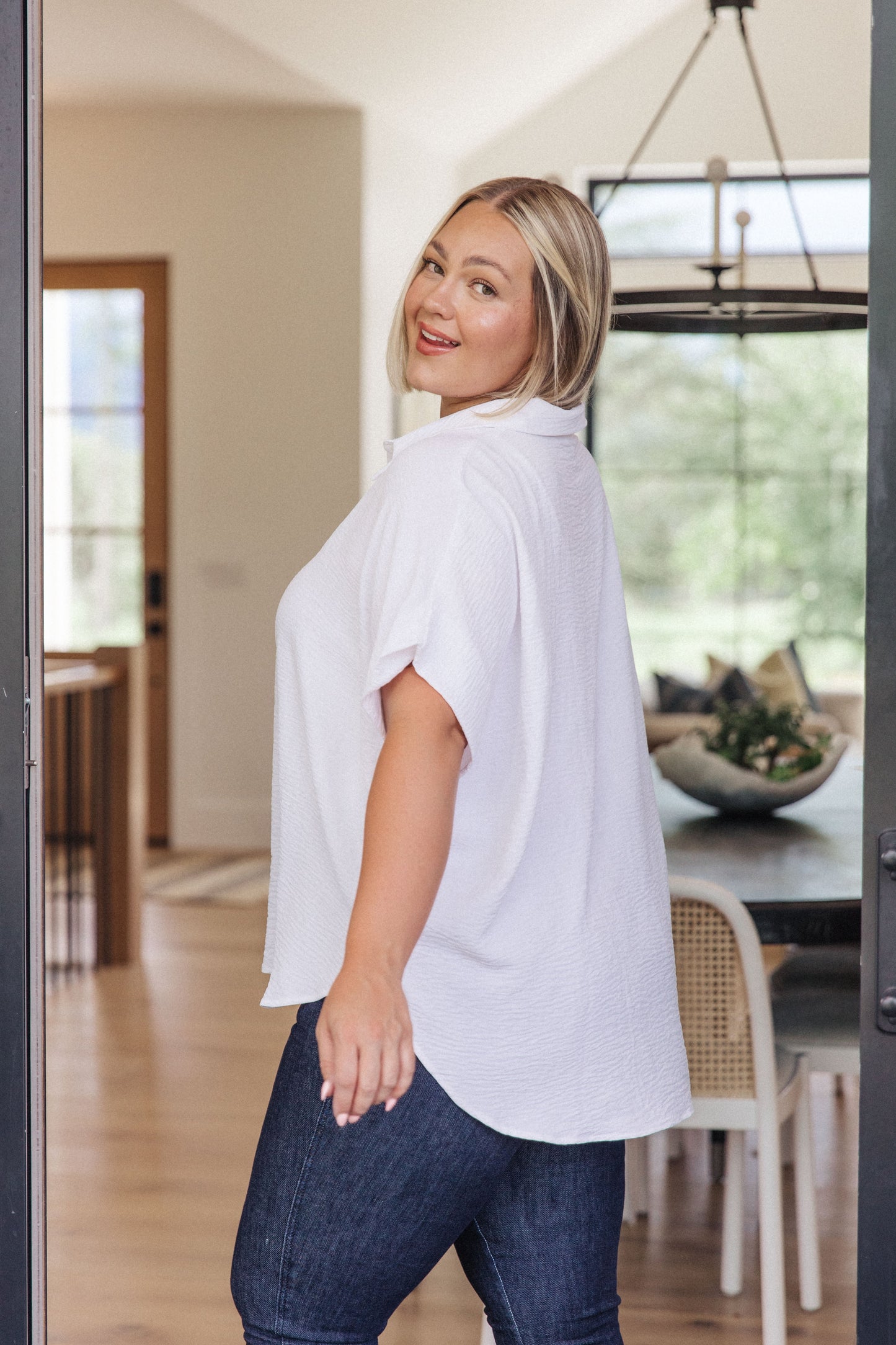 Sweet Simplicity Button Front Blouse, White