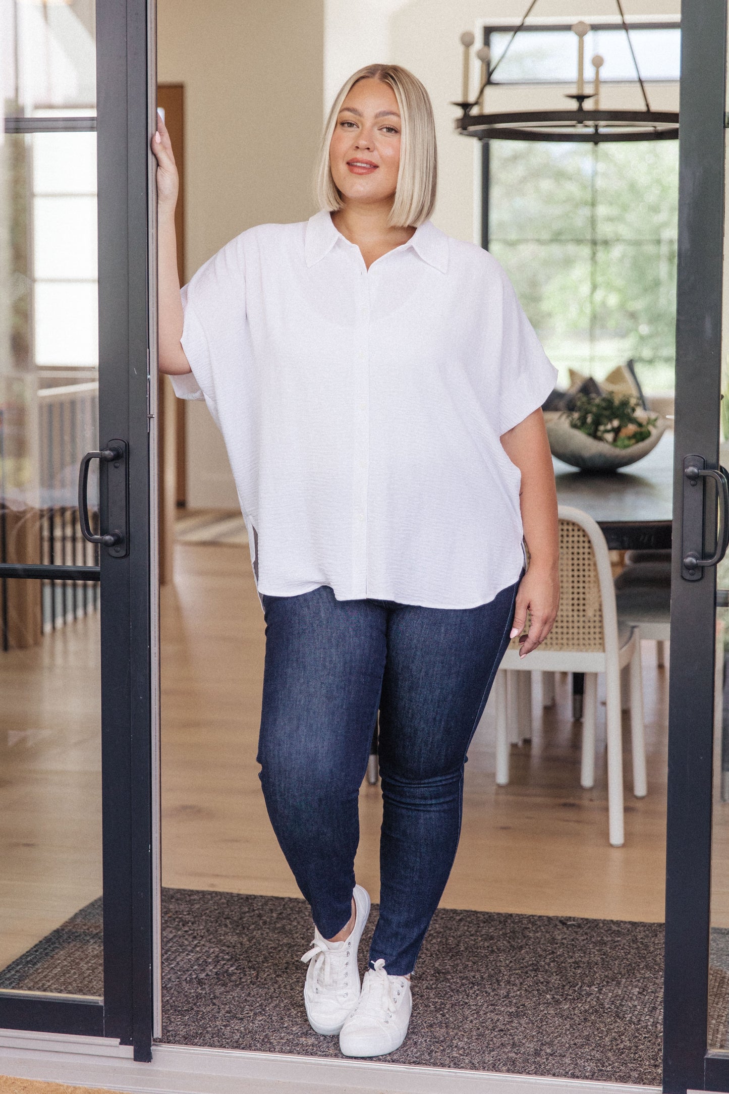 Sweet Simplicity Button Front Blouse, White