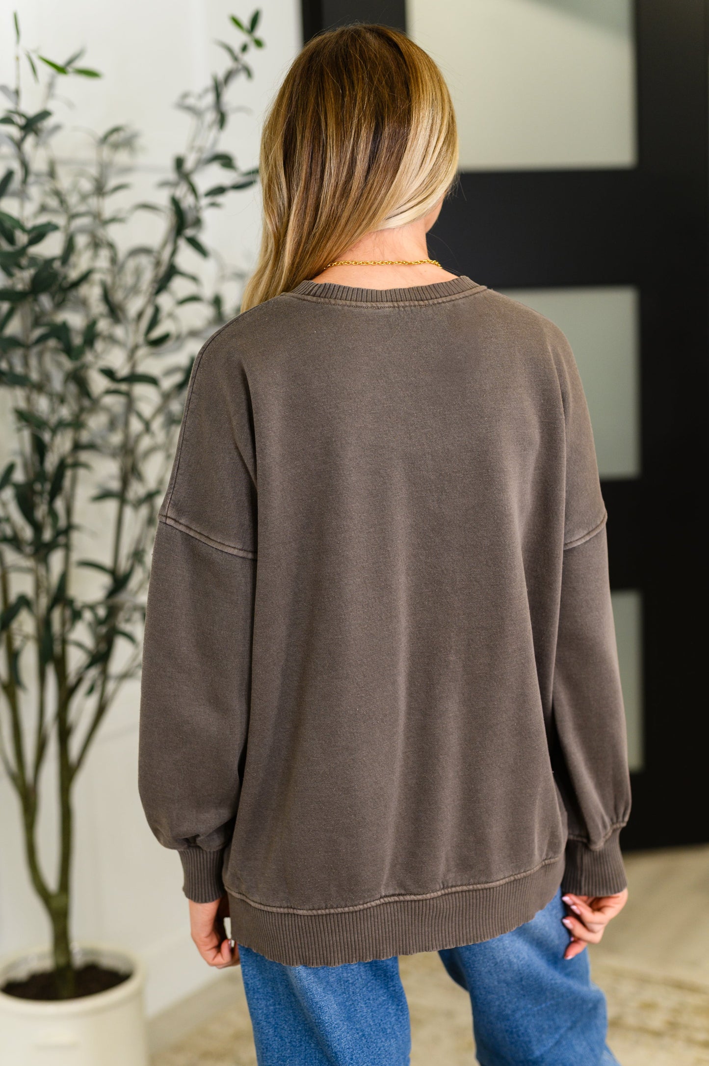 French Terry Pullover with Pockets, Brown