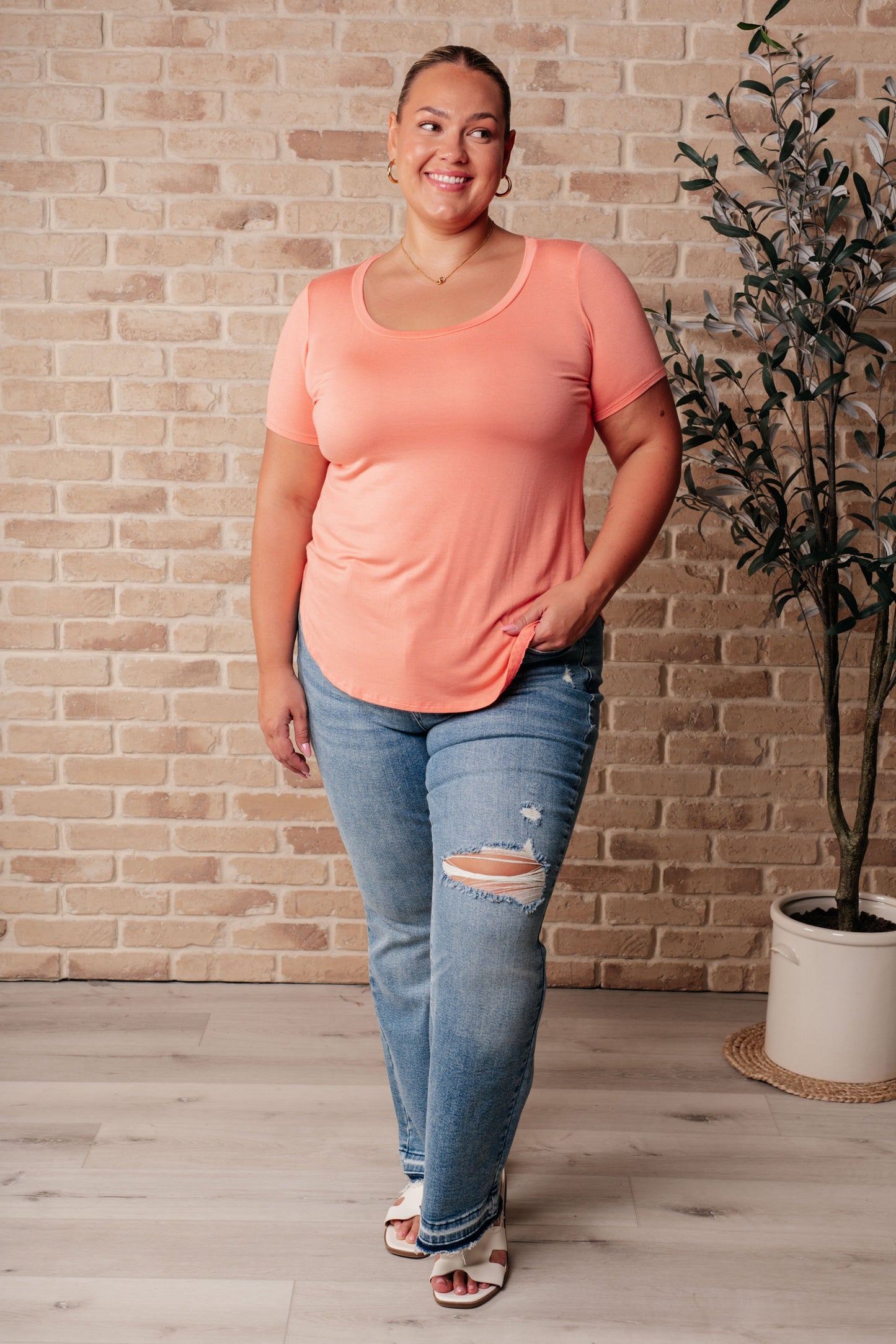 Cantaloupe Soft Jersey Top
