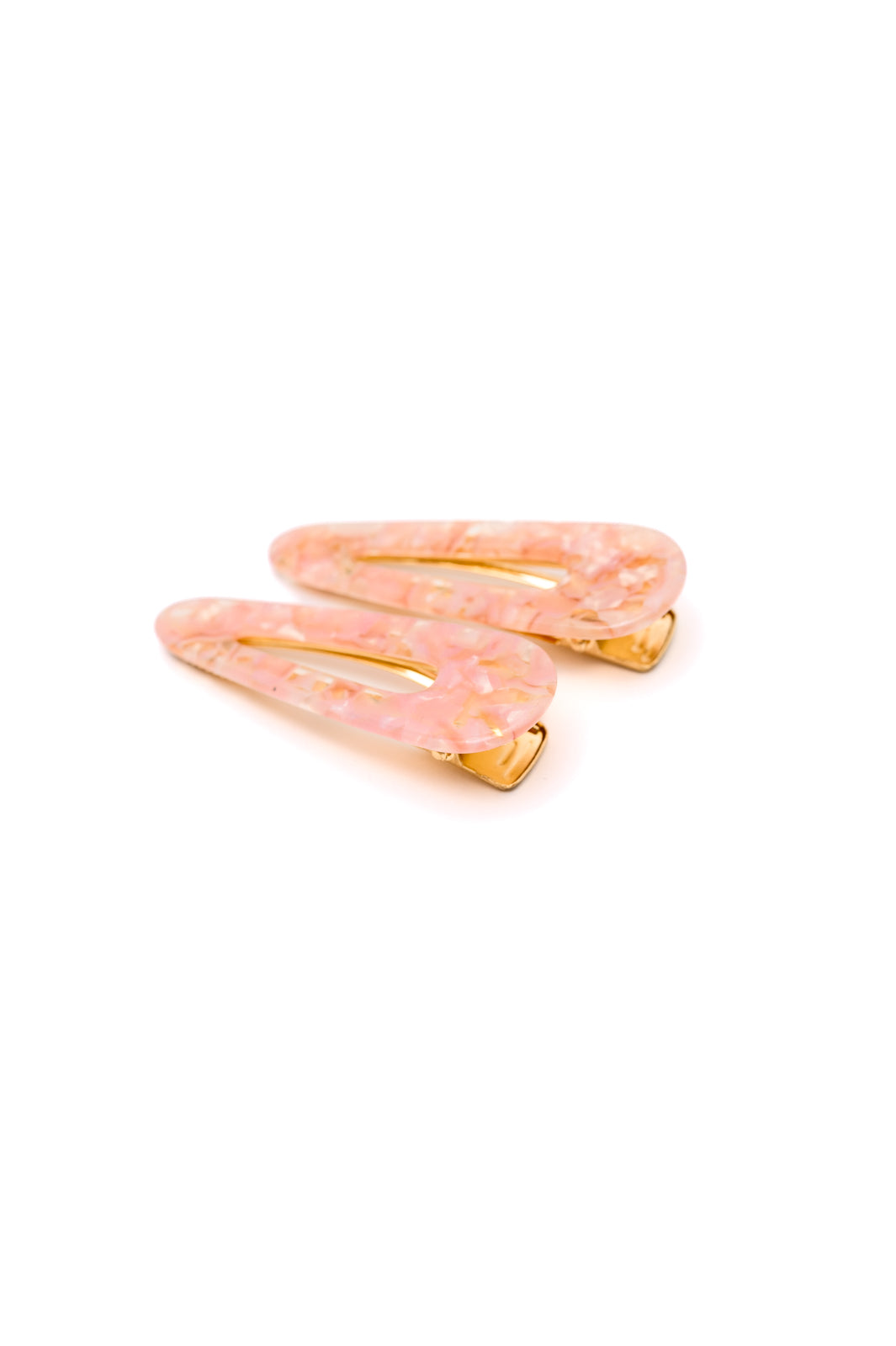 Pink Shell Teardrop Hair Clips, 2-Pack