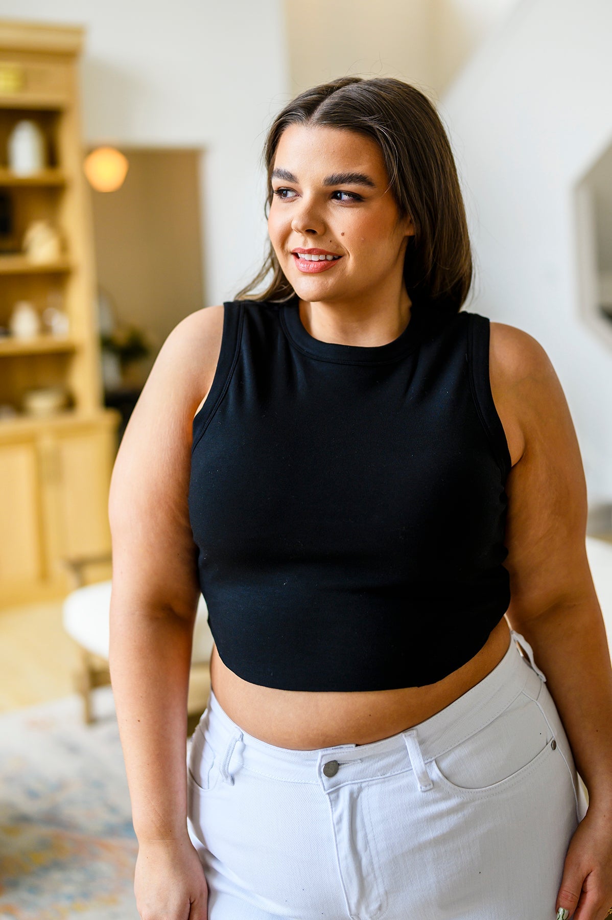 Best Friends Cropped Tank Top, Black