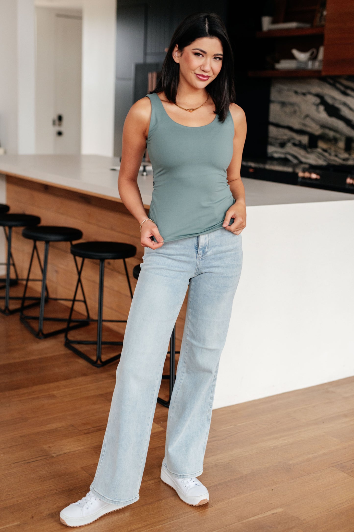 Casual But Cool Buttery Soft Tank Top, Tidewater Teal