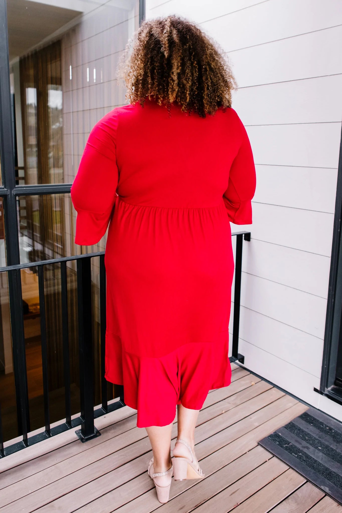 Cloudy Skies Midi Dress, Crimson