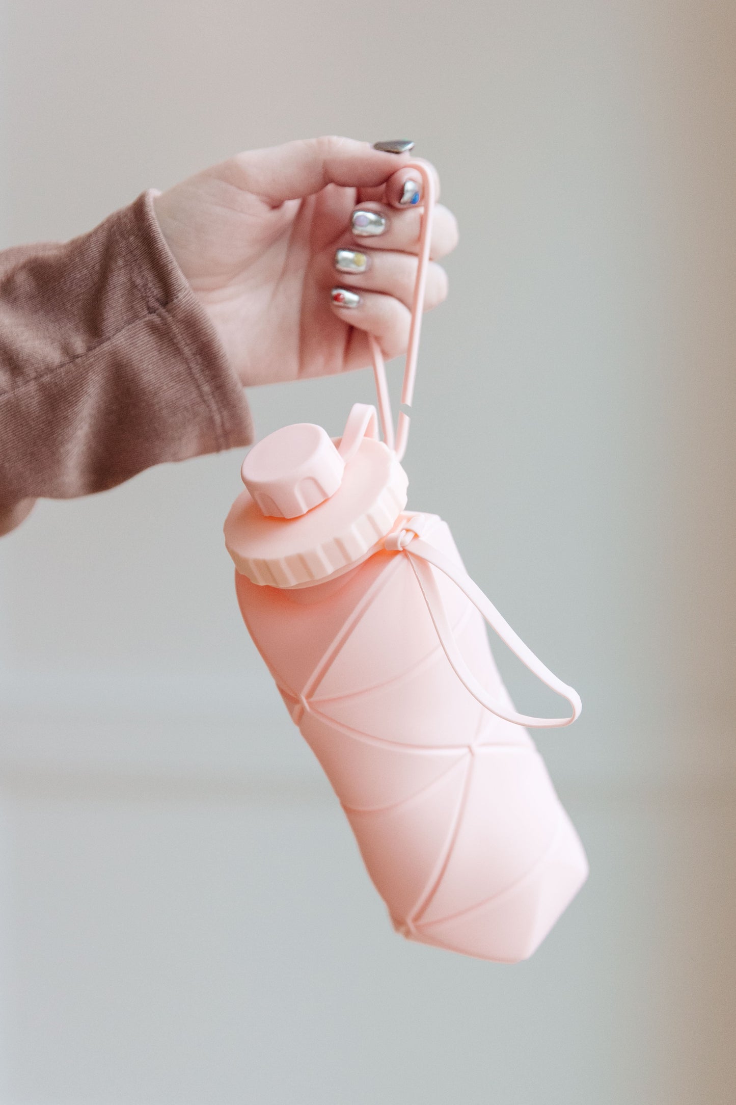 Collapsing Silicone Water Bottle, Diamond Pink