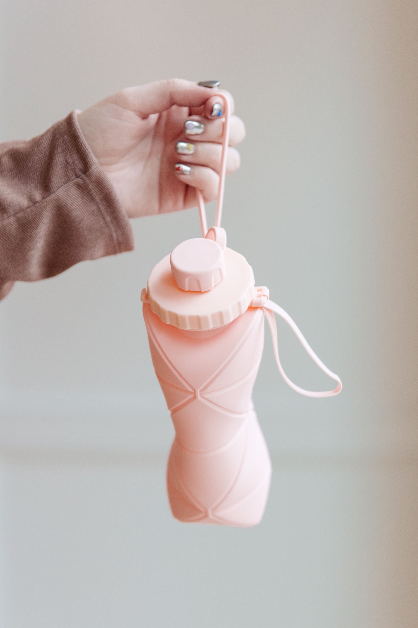 Collapsing Silicone Water Bottle, Diamond Pink
