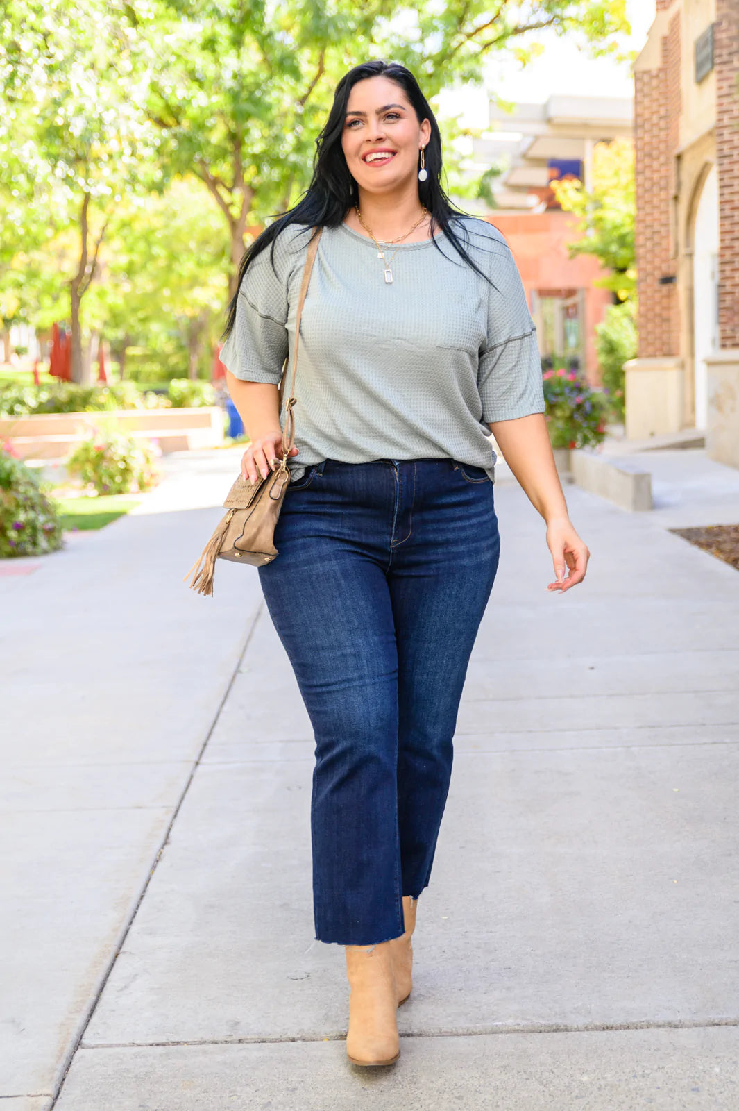 RISEN Sofia Dark Wash Straight Leg Ankle Jeans