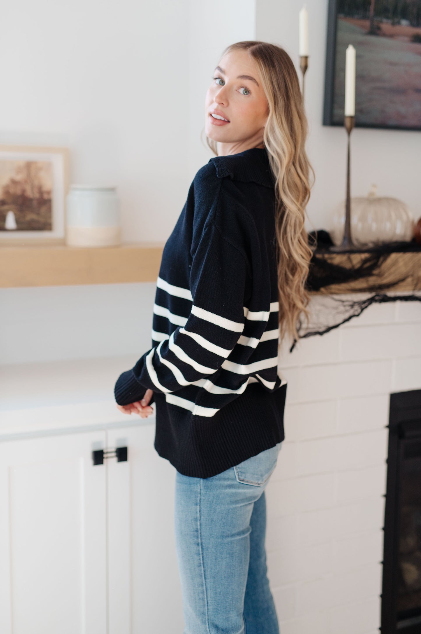 From Here On Out Striped Collared Sweater