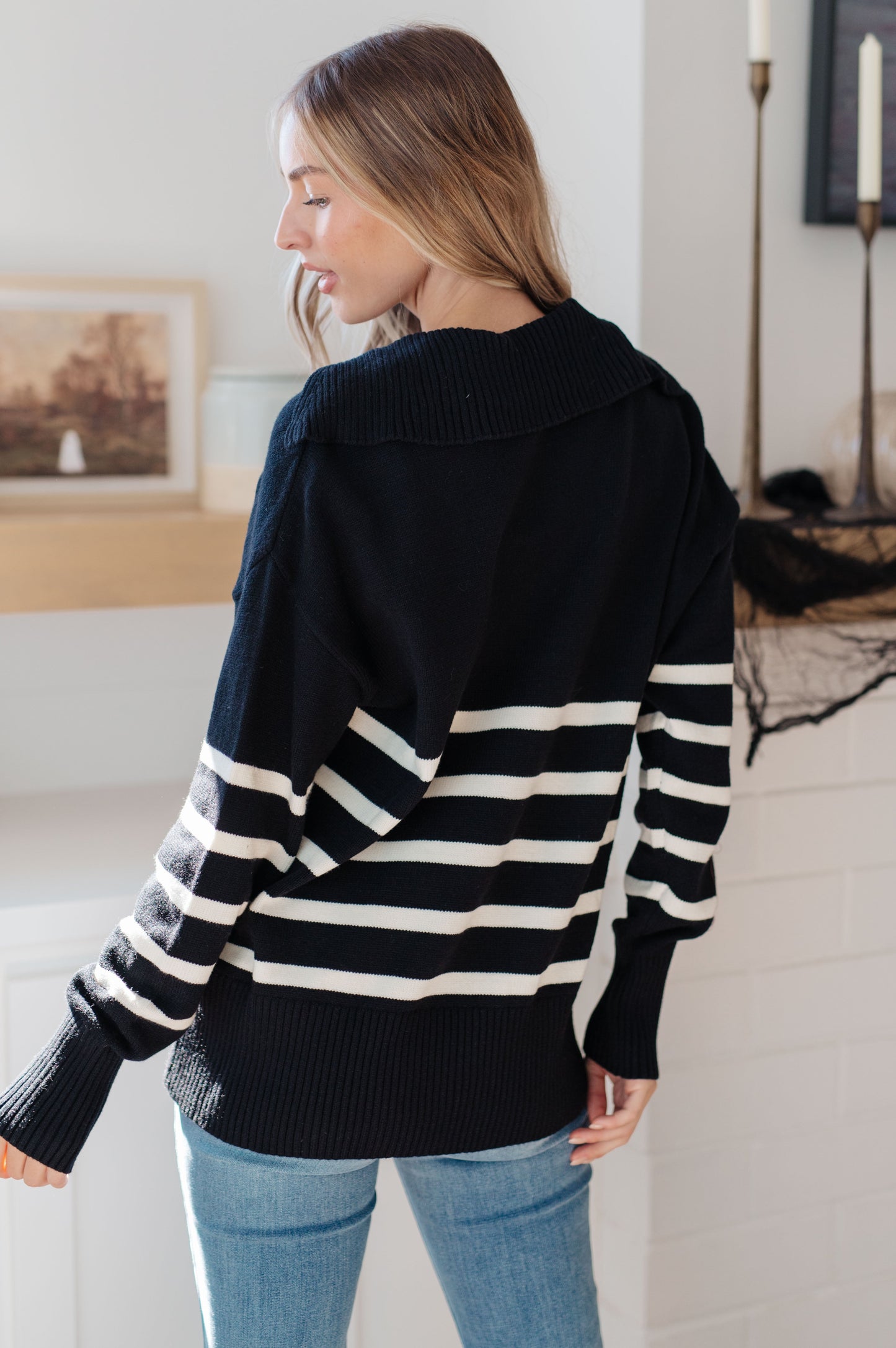 From Here On Out Striped Collared Sweater