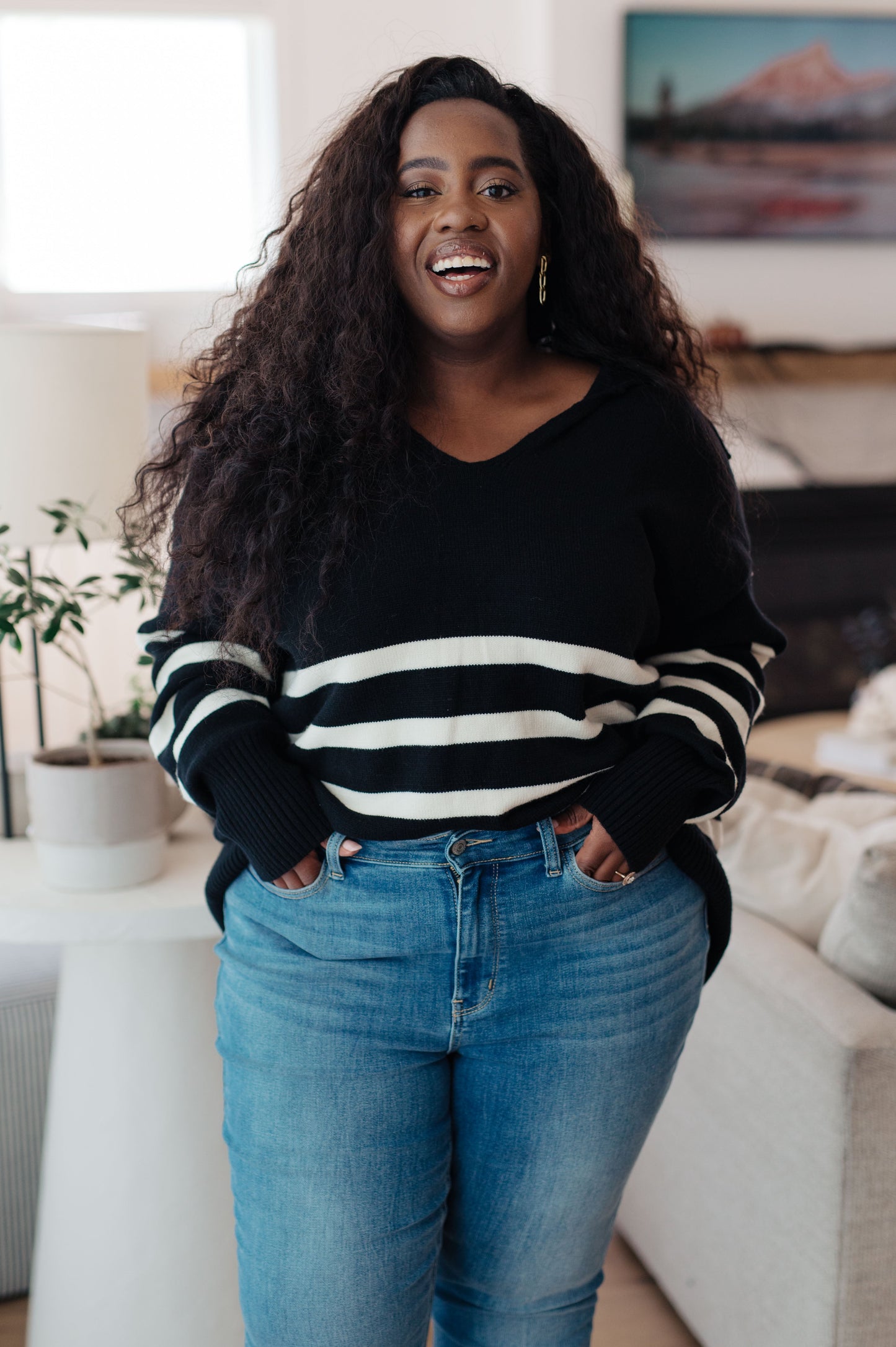 From Here On Out Striped Collared Sweater