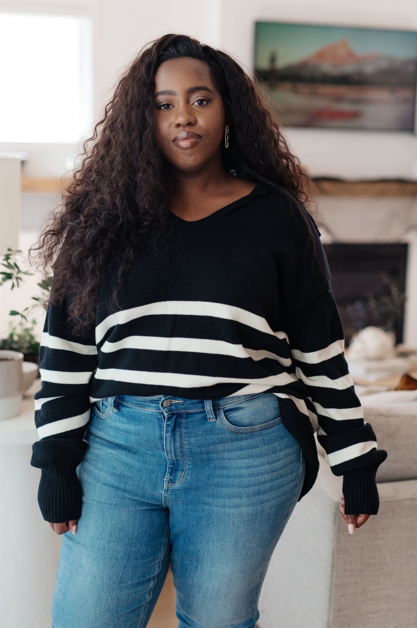 From Here On Out Striped Collared Sweater