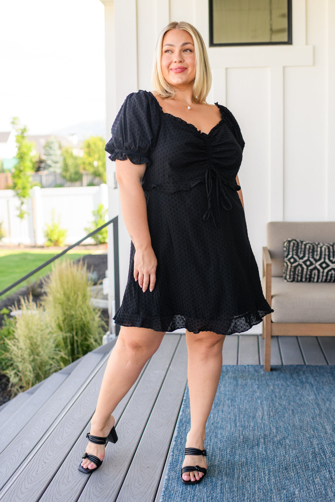 Cocktail Hour Swiss Dot Puff Sleeve Dress