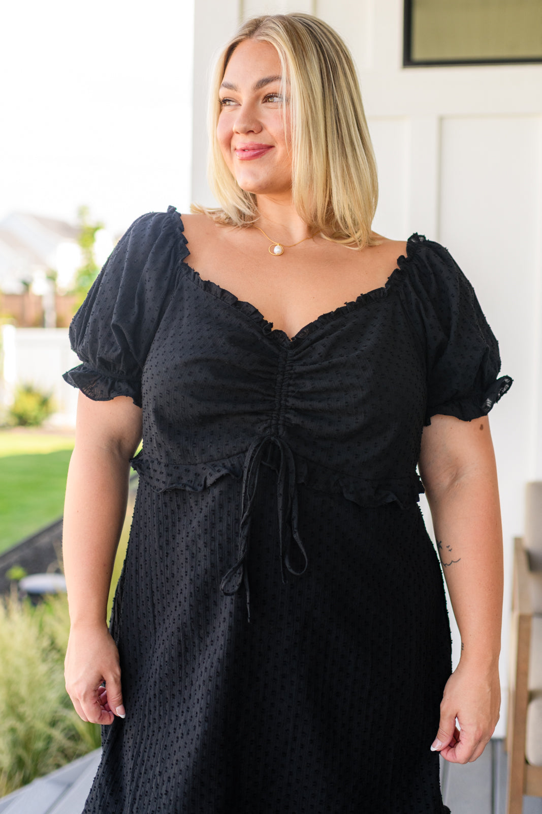 Cocktail Hour Swiss Dot Puff Sleeve Dress