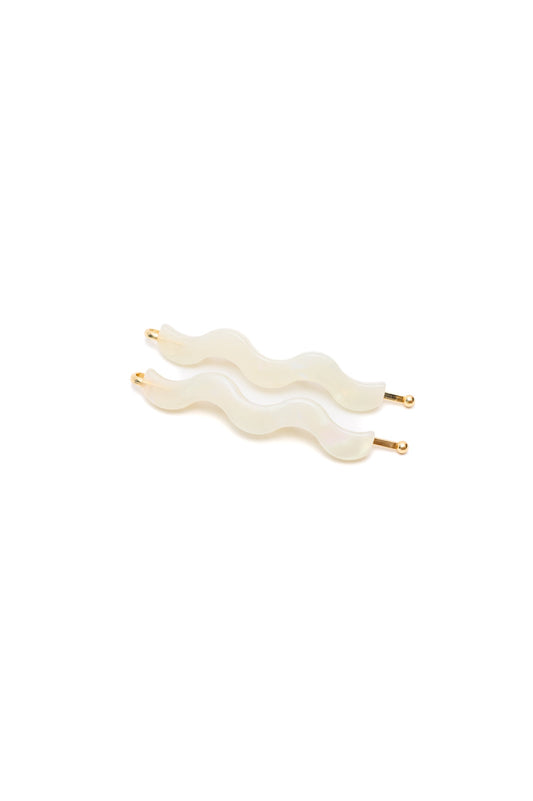 White Tortoise Sleek Waves Hair Pins, 2-Pack