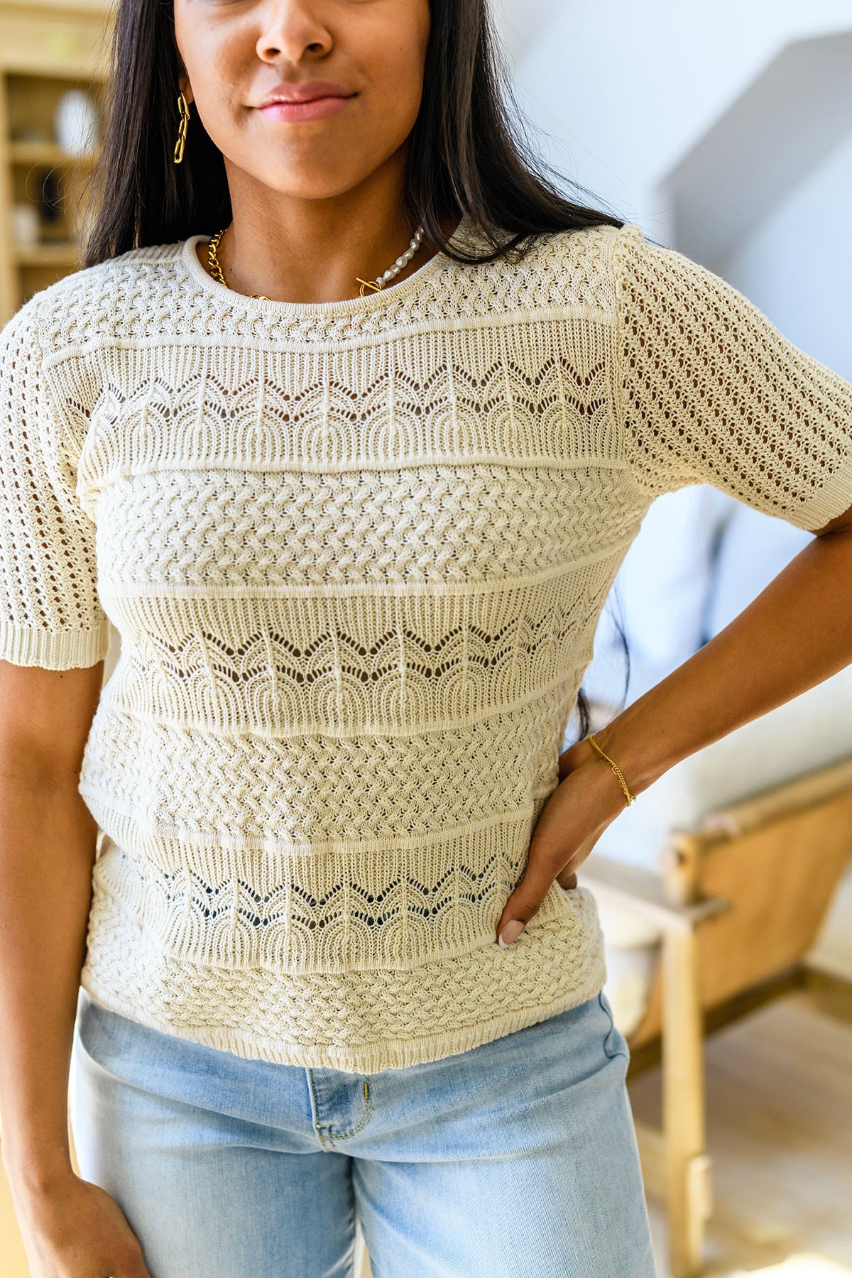 Thea Crochet Knit Top