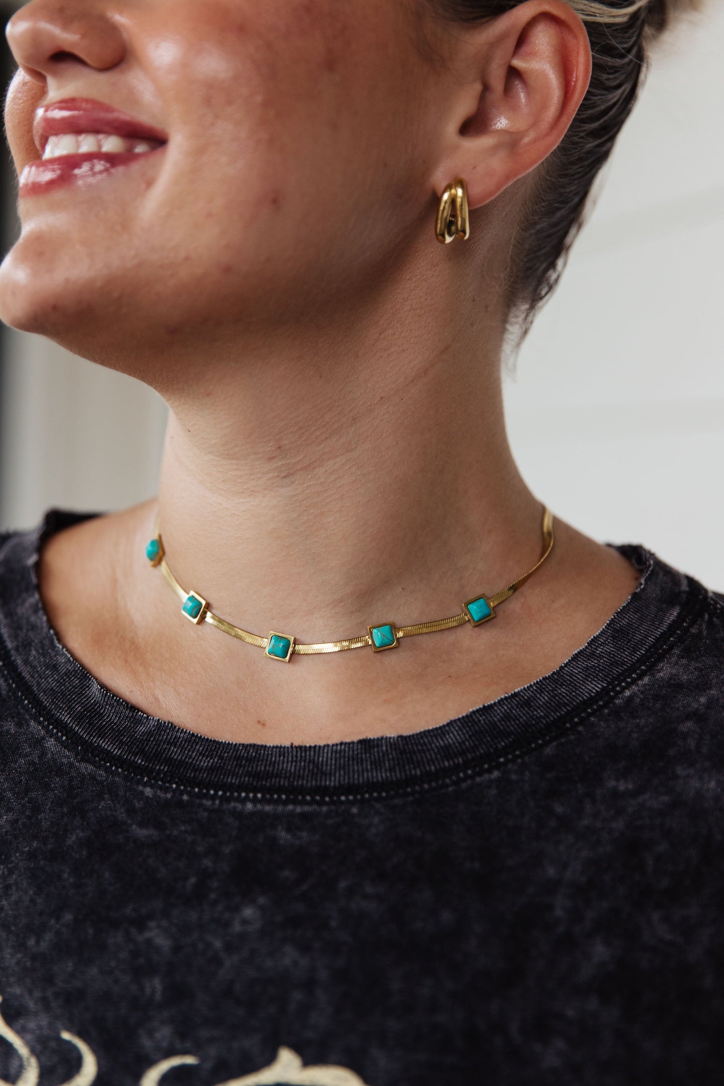 18K Gold-Plated Turquoise Squares Necklace