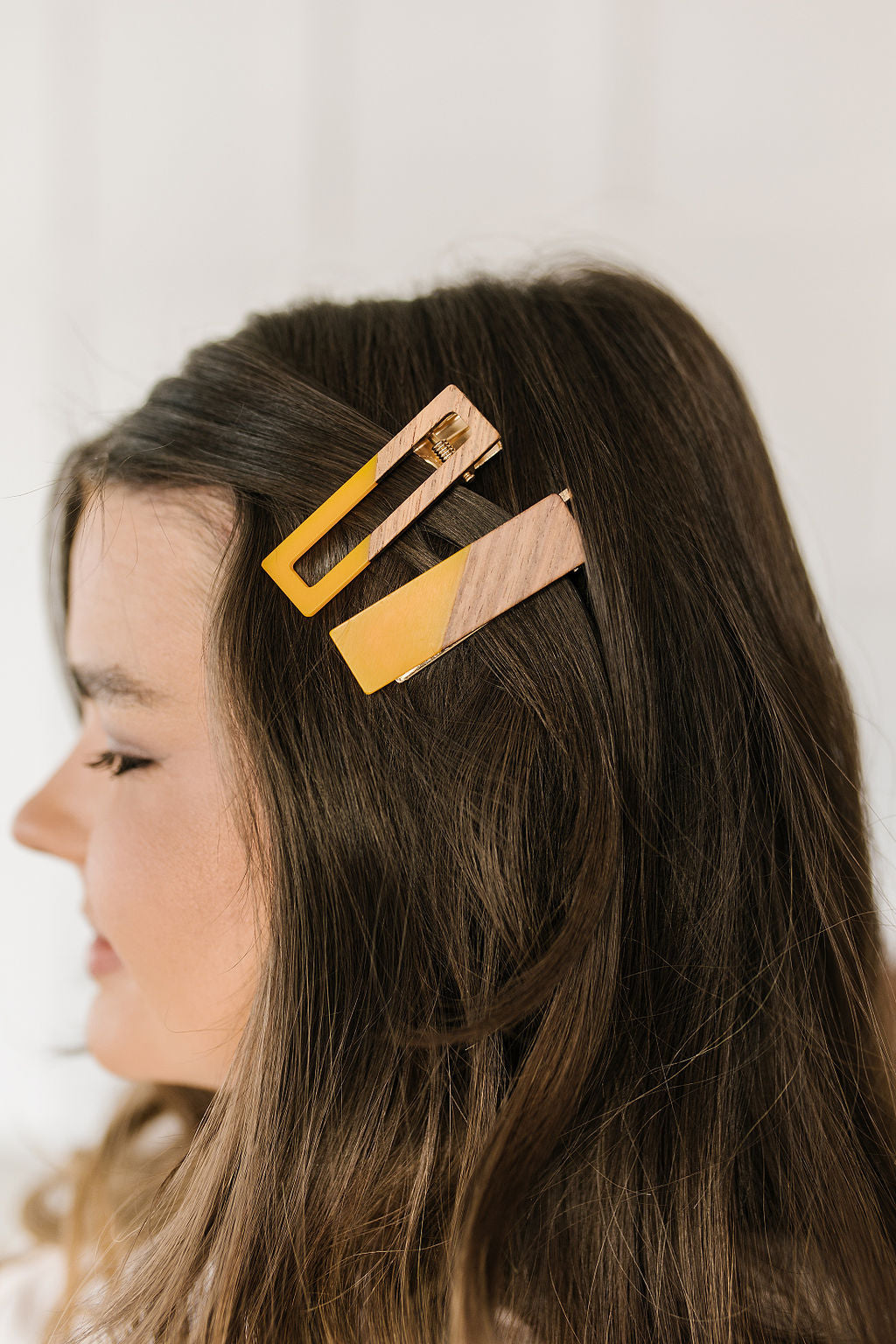 Two Tone Hair Clip Set of 2, Yellow