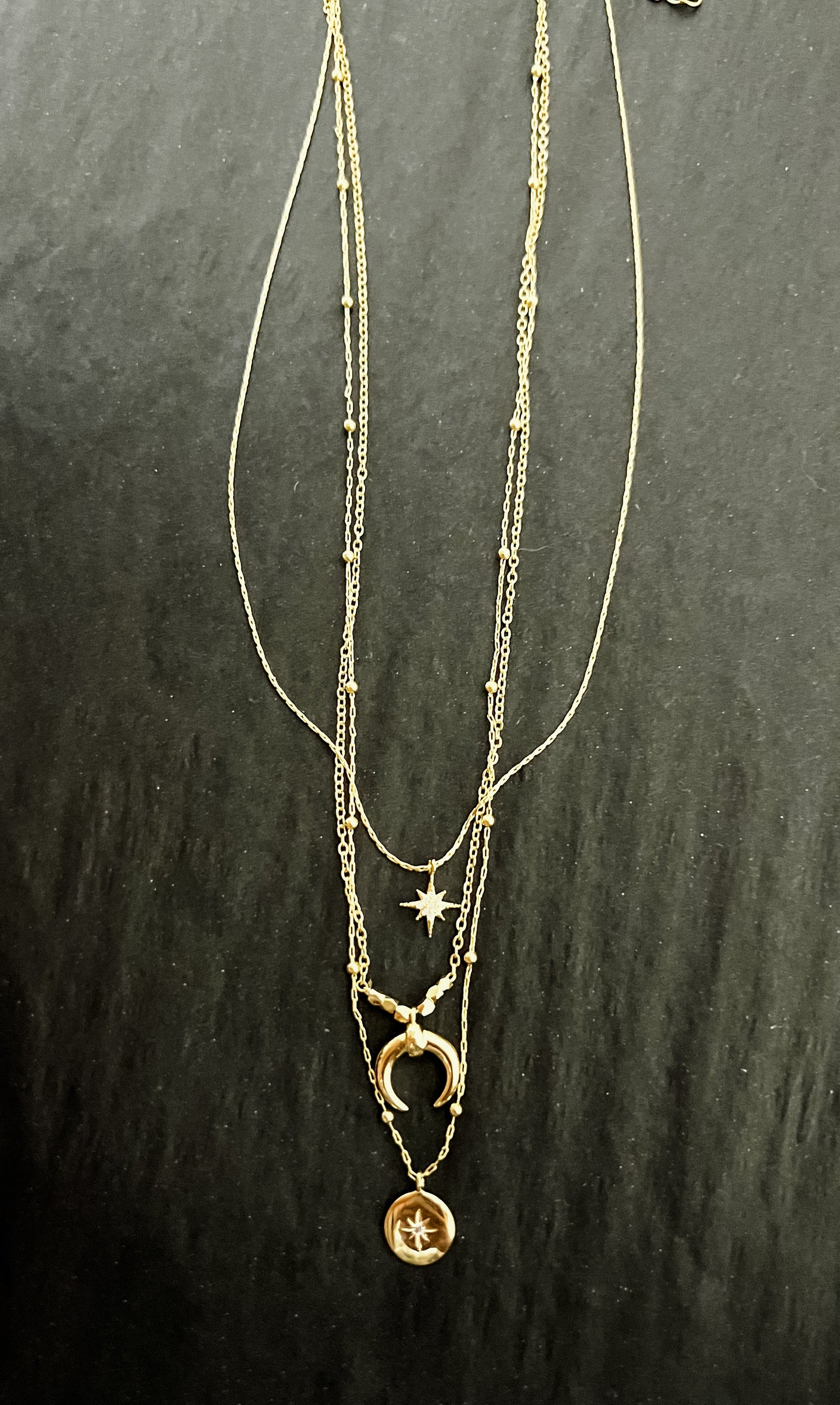 Follow The Stars Gold Triple Layered Necklace