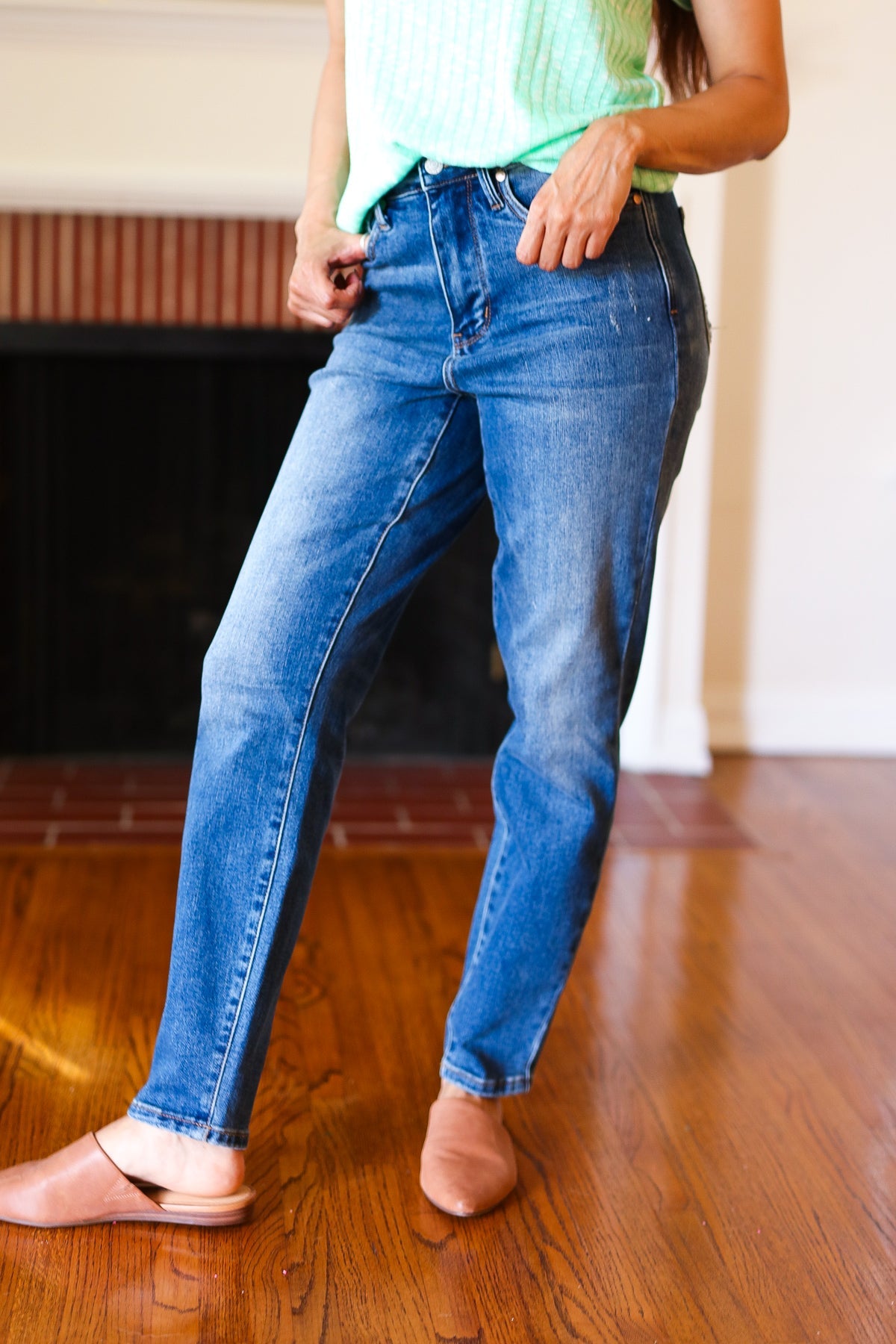 JUDY BLUE Every Day Dark Denim High Rise Slim Fit Jeans