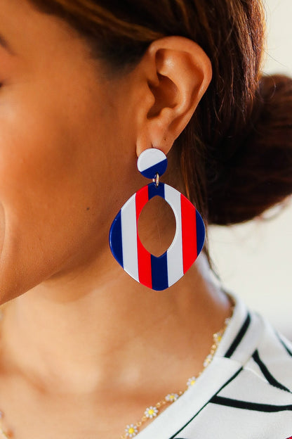 Americana Striped Cut-Out Dangle Earrings