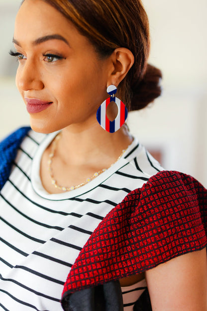 Americana Striped Cut-Out Dangle Earrings