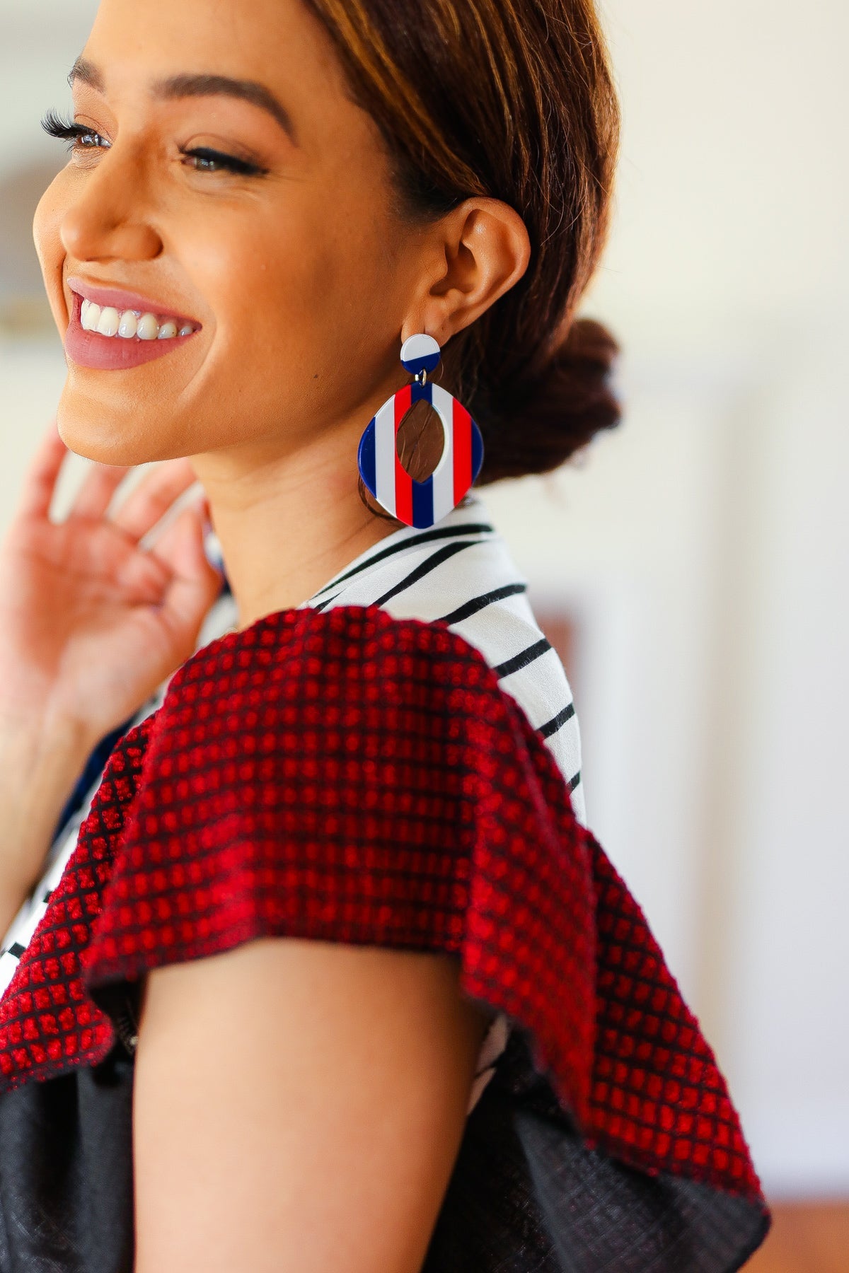 Americana Striped Cut-Out Dangle Earrings